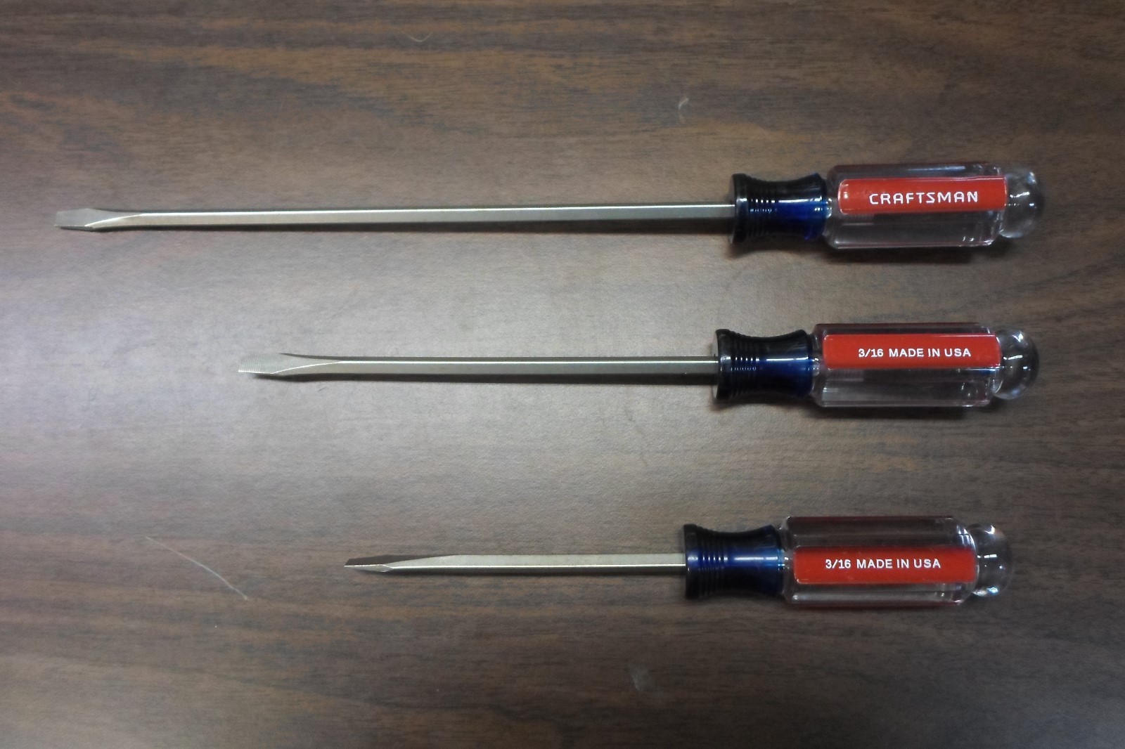 3 PIECE CRAFTSMAN FLAT SCREWDRIVER SET BRAND NEW 3/16"   4" 6" 9" LONG MADE USA