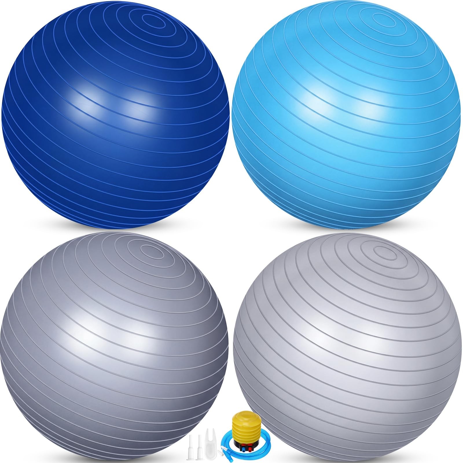 4 Pcs 26 Inch Yoga Exercise Ball Pilates Pregnancy Birthing Fitness Ball with...