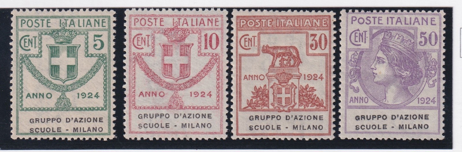1924 Italy Kingdom Semi-State Bodies ACTION GROUP SCHOOLS MILAN MNH CERT. DIENA
