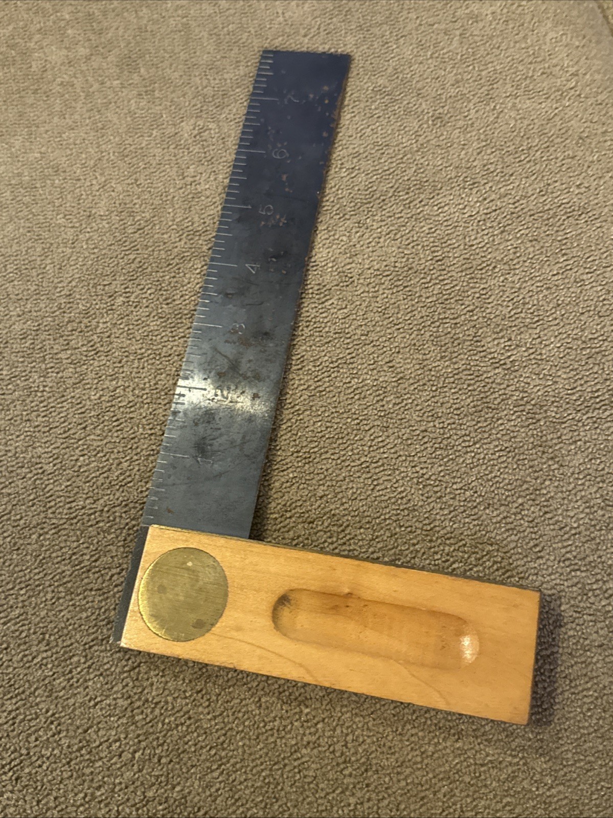 Vintage Lutz Machinist Square No. 2060 8" Wood Brass Handle USA Carpenter (JL)
