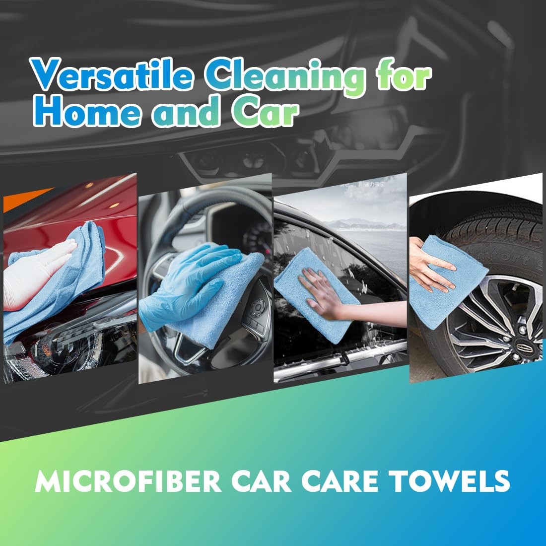 HOMEXCEL Blue Microfiber Cleaning Cloth 12 Pack, 12.5 x Inch,