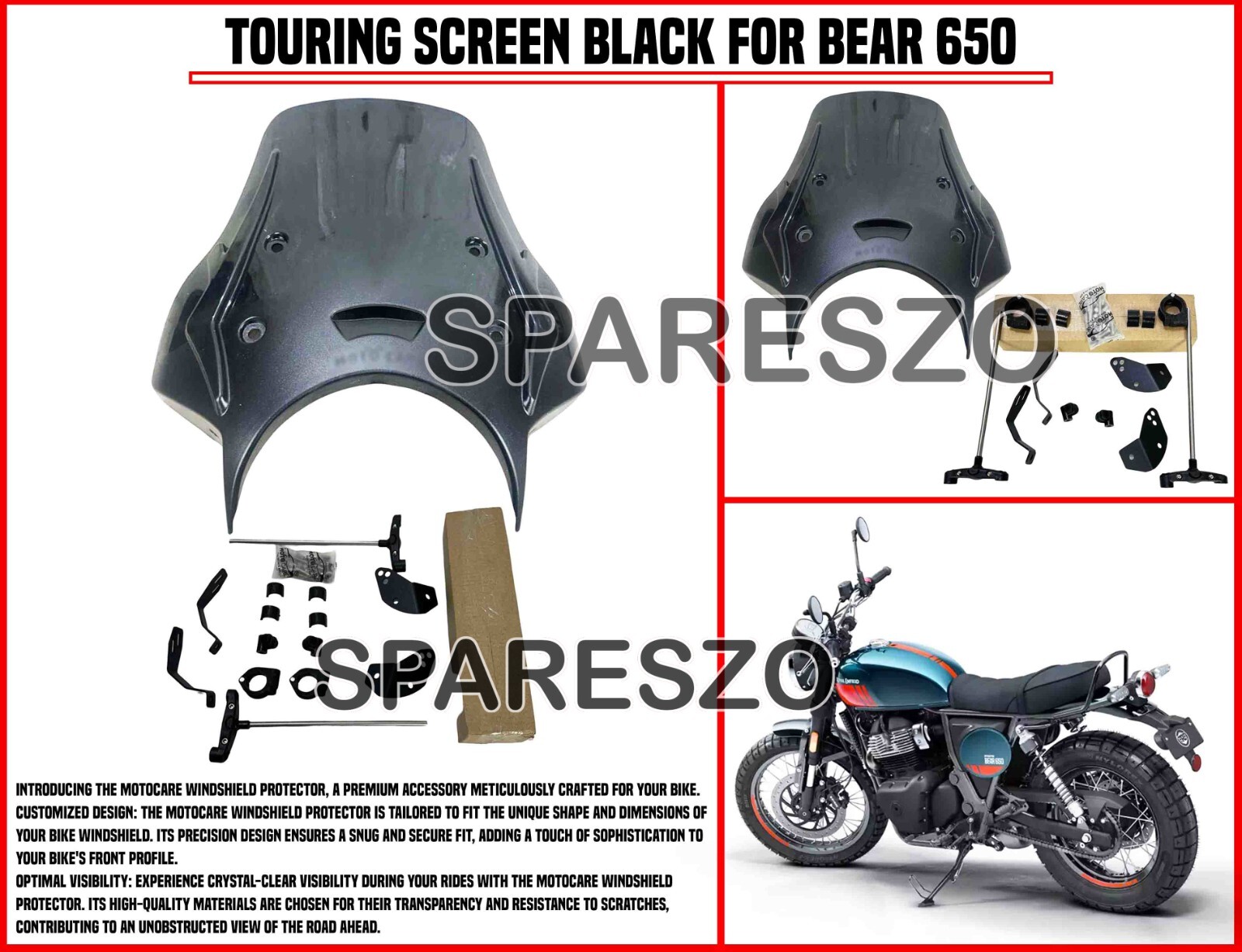 TOURING SCREEN BLACK FIT FOR ROYAL ENFIELD BEAR 650