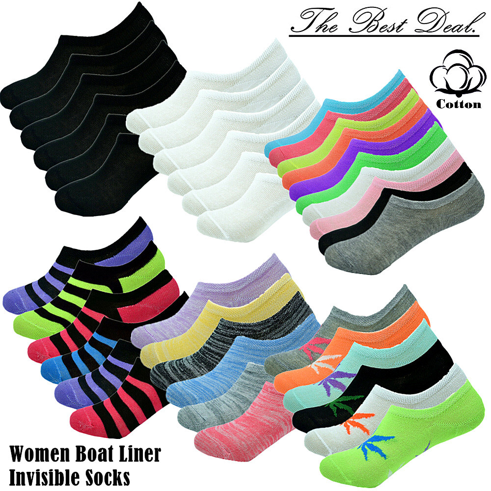 3-12 Pairs Womens Ankle Boat Invisible No Show Low Cut Cotton Socks Size 9-11