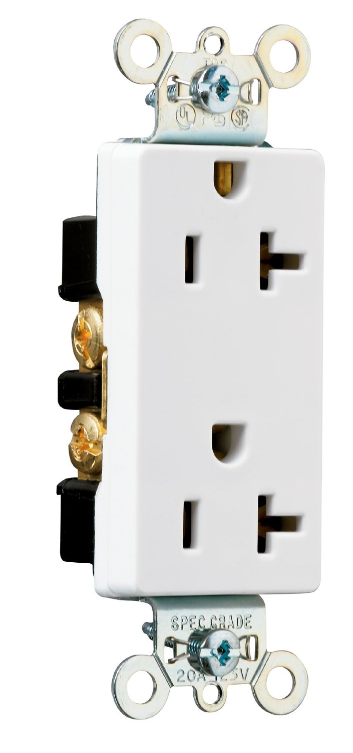 White 20 Amp 125V Heavy Duty Decorator Duplex Electrical Wall Outlet 1 PCS