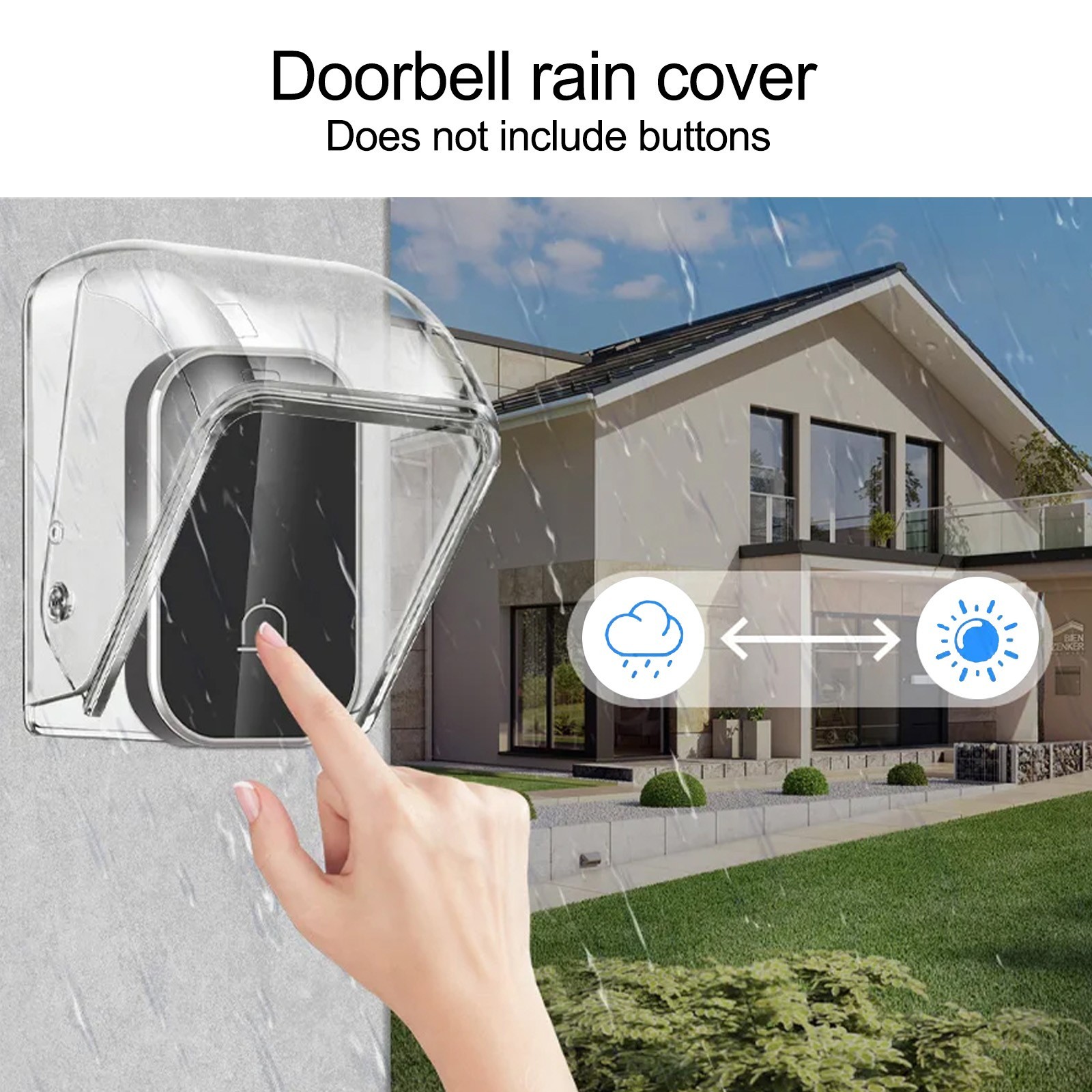 Easily Installed Weather Resistant Doorbell Cover with Key Holder Feature