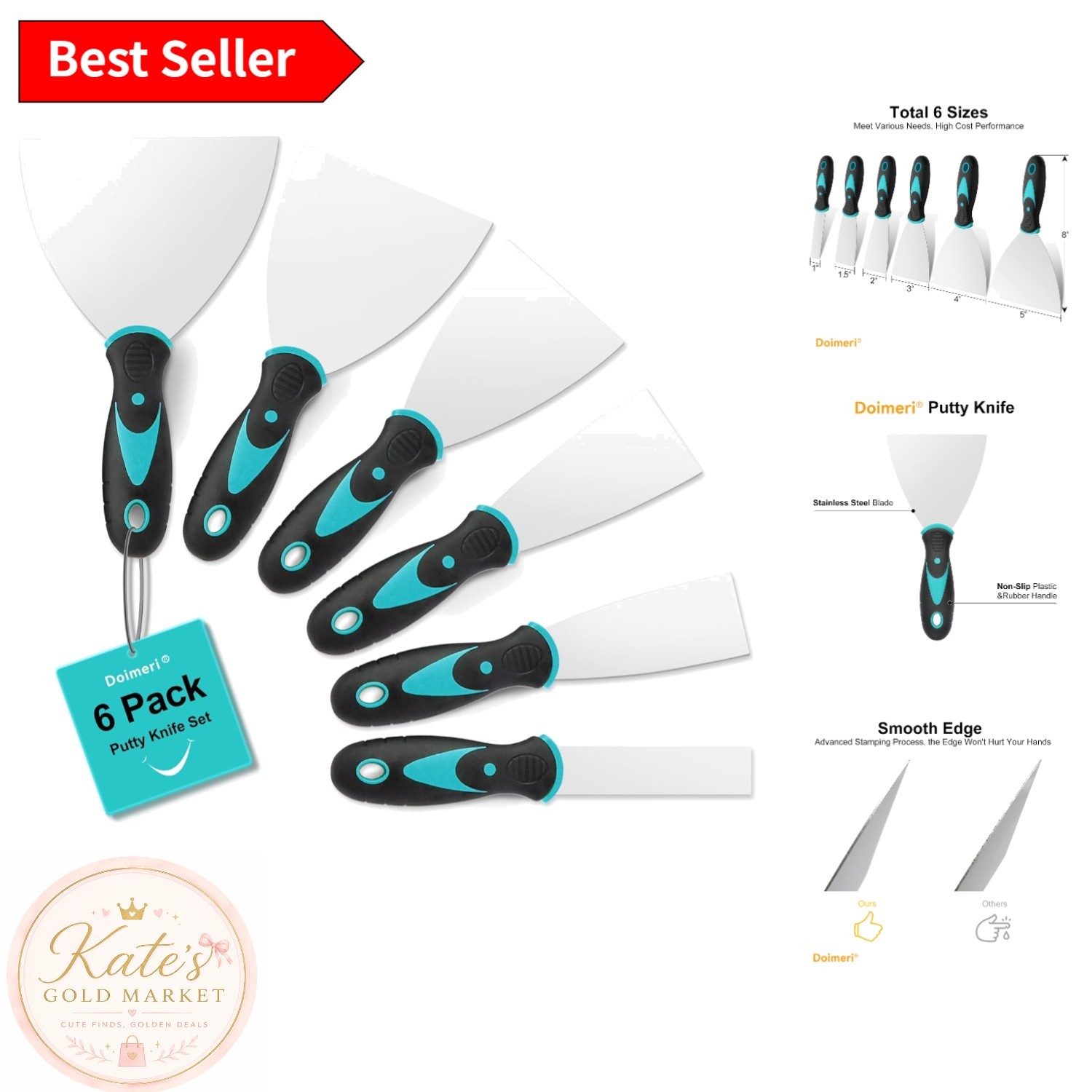 Multi-Size Putty Knives (1" to 5") - Durable Stainless Steel for Home Projects