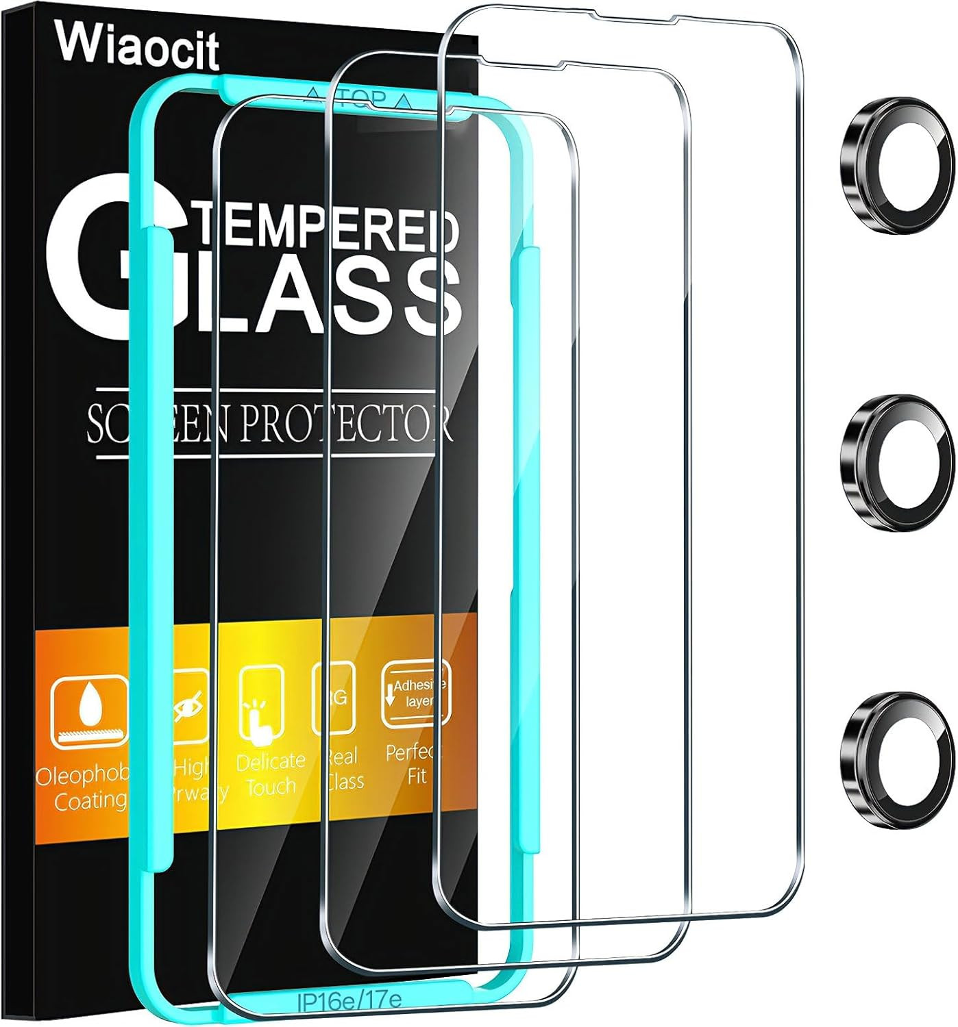 3 Pack Tempered Glass Screen Protector for Iphone 16E/Iphone 17E with 3 Pack ...