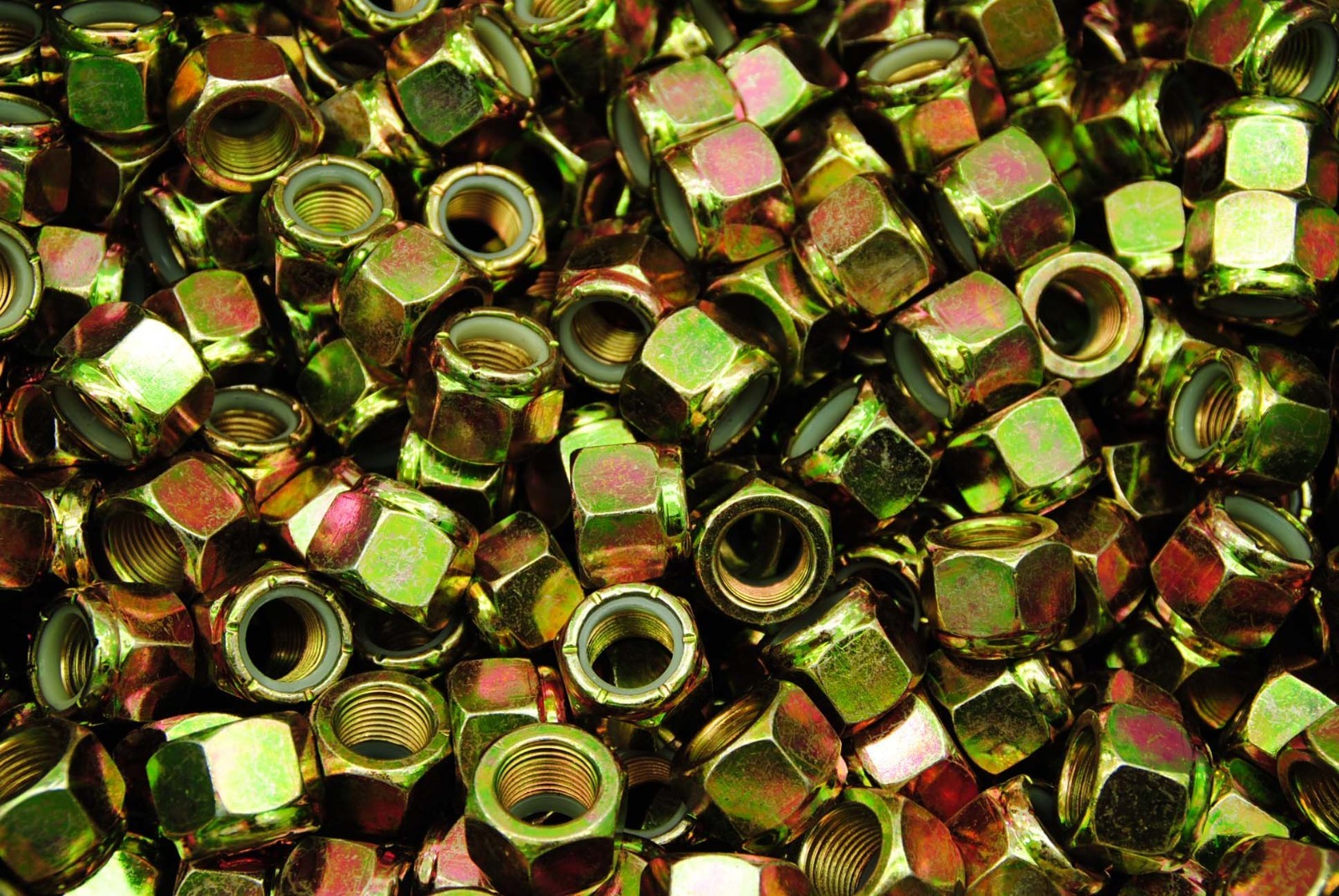 (50) Nyloc Grade 8/C Hex Locking Nuts 5/8-18 Yellow Zinc Plated Nylock