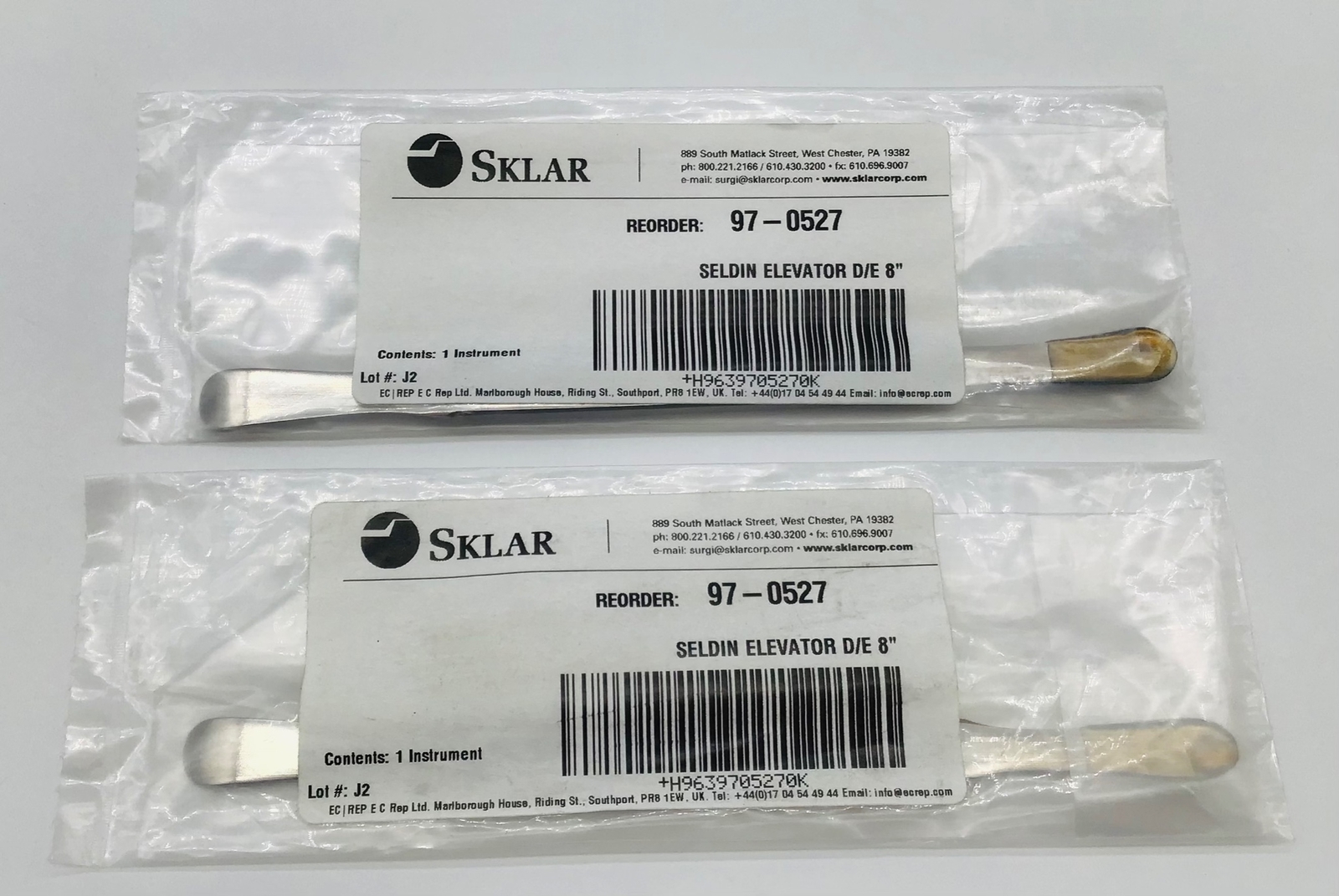 Sklar 97-0527 Double-Ended Seldin Elevator 8" - Lot of 2 - NEW