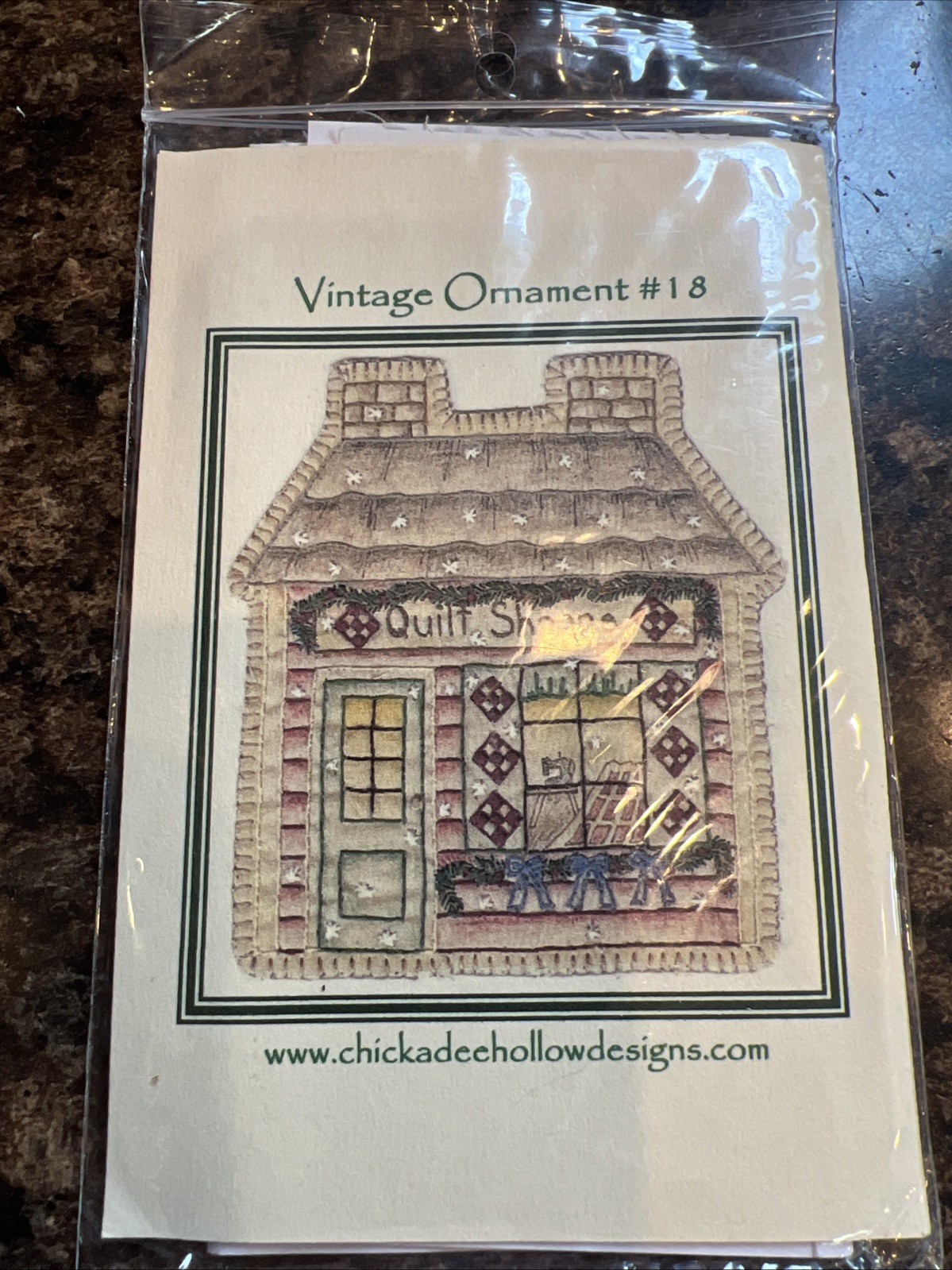 Vintage Ornament #18 Quilt Shoppe By Chickadee Hollow Designs