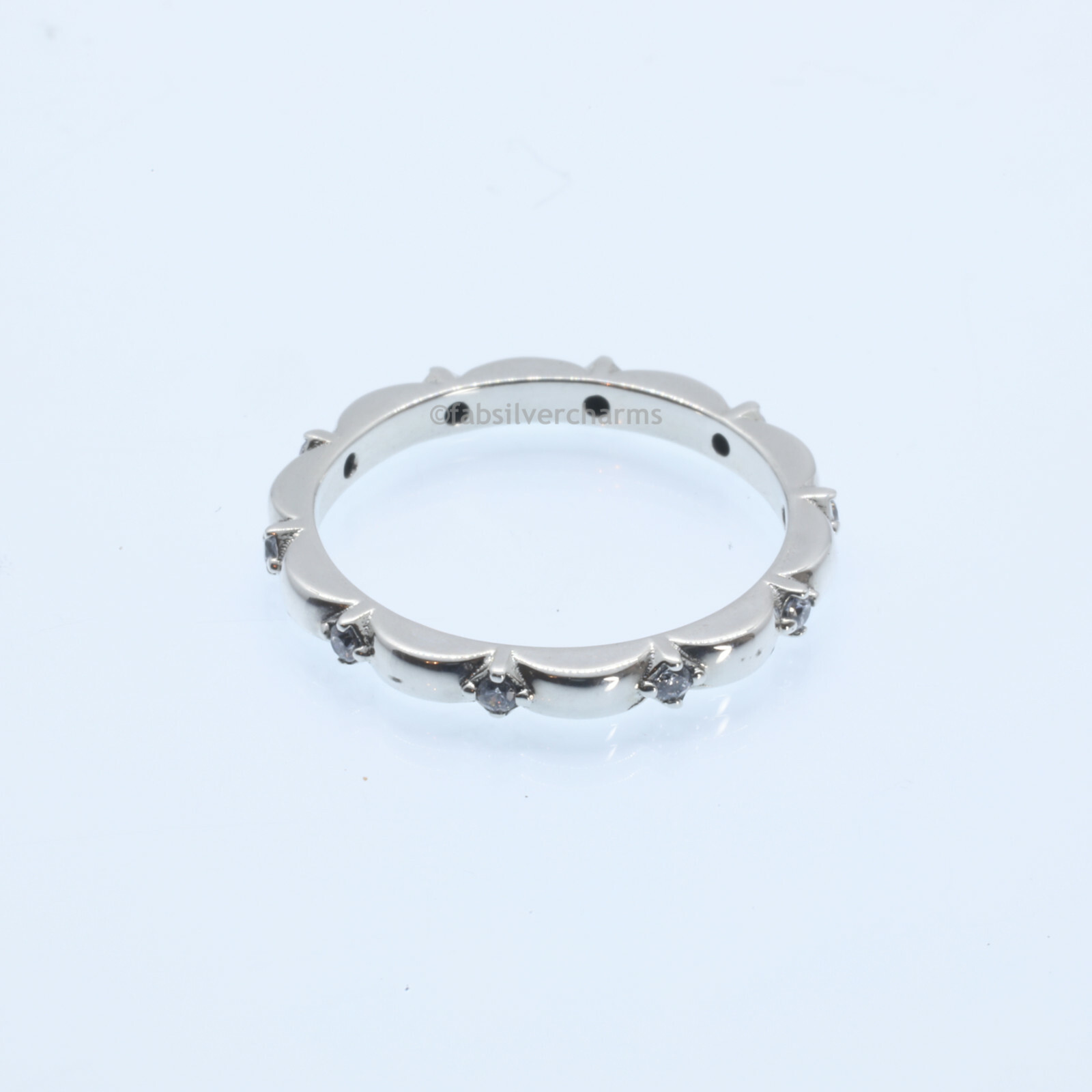 NEW Authentic PANDORA 925 Silver Flower Petals CZ Crystals Band Ring 198791C01