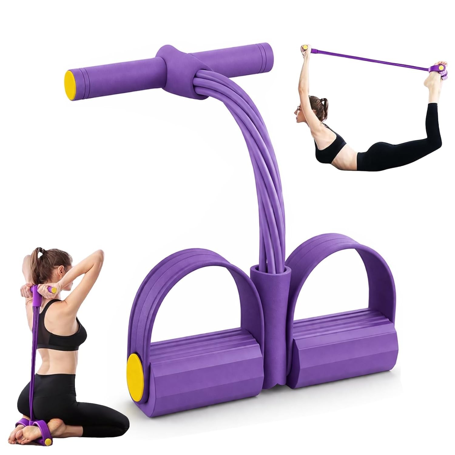 Upgraded Pedal Resistance Band with Handle, Tube Pedal Resistance Device with Th
