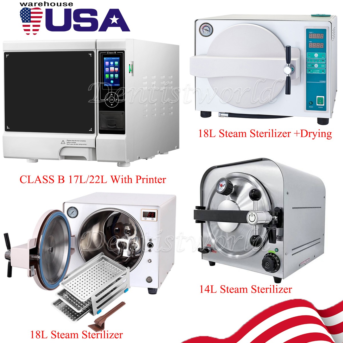 18L /22L Class B Dental Medicall Autoclave Steam Sterilizer Drying/with Printer