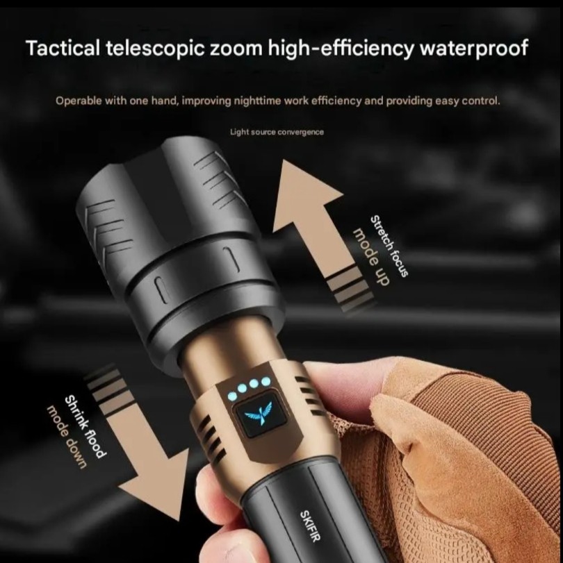 SKYFIRE LED Flashlight Rechargeable Zoom Waterproof Super Bright