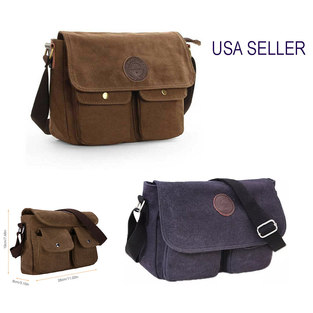 Men's Canvas Cross Body Bag Messenger Shoulder Book Bags School Satchel Vintage
