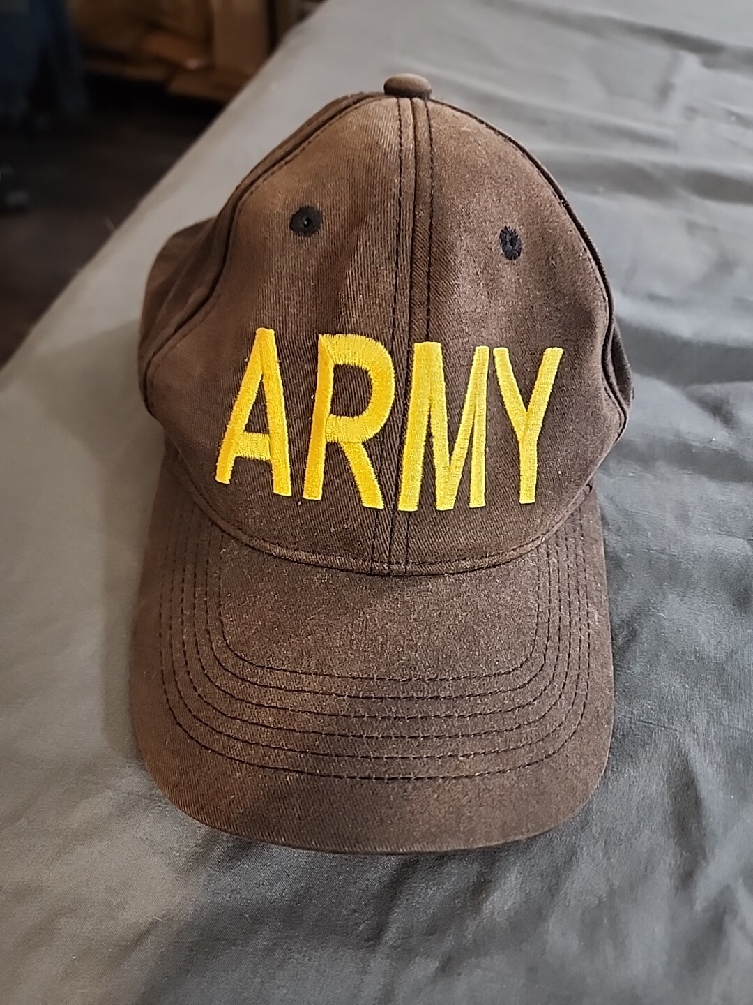 NEW UNITED STATES ARMY GOLD & BROWN EMBROIDERED ARMY CAP ADJUSTABLE SIZE. ROTHCO