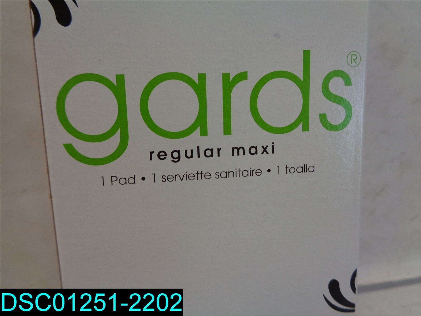 QTY=250: GARDS Regular Maxi Pads Individually Boxed
