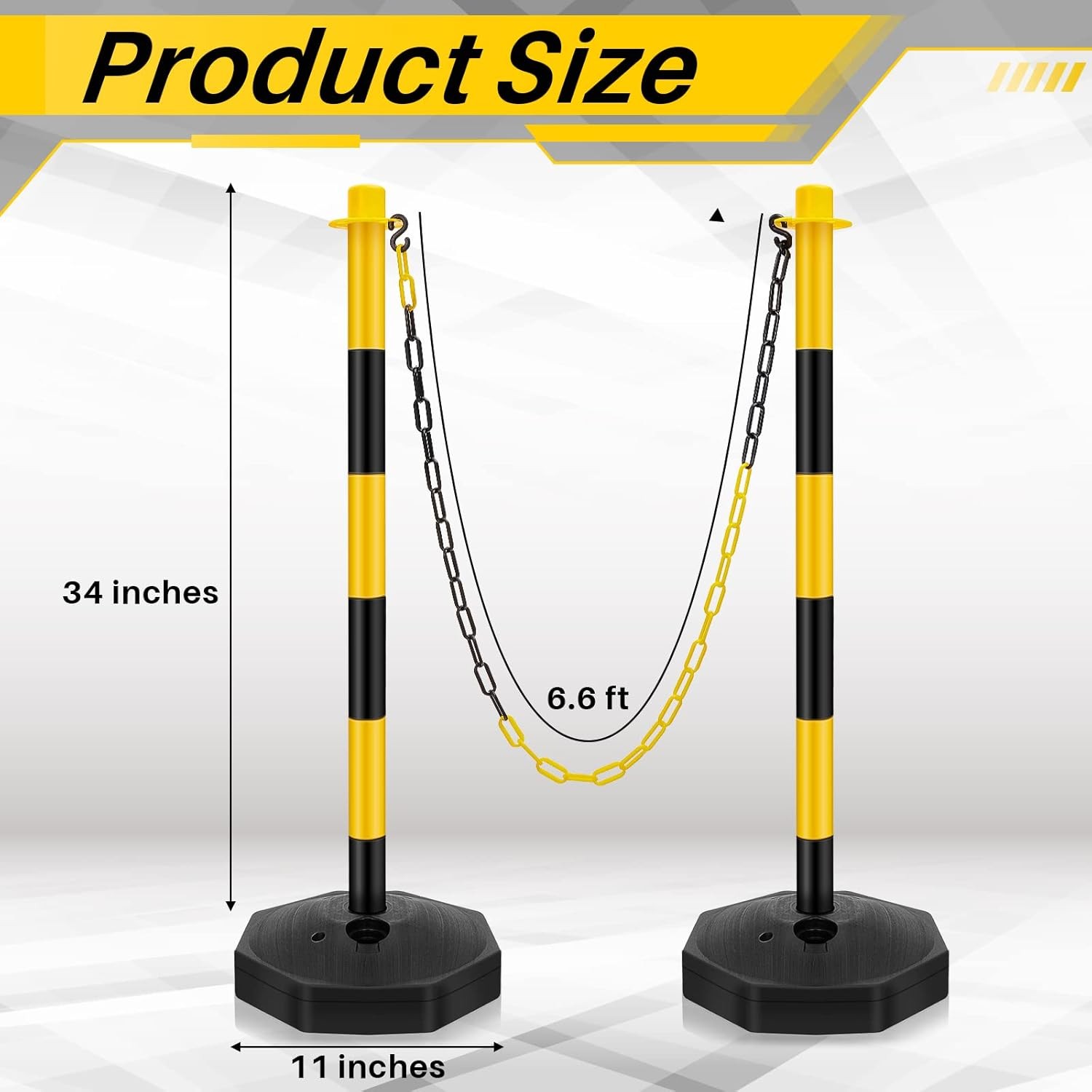 12 Sets 34 Inch Parking Cone Delineators Post Traffic Cone Plastic Stanchion Set