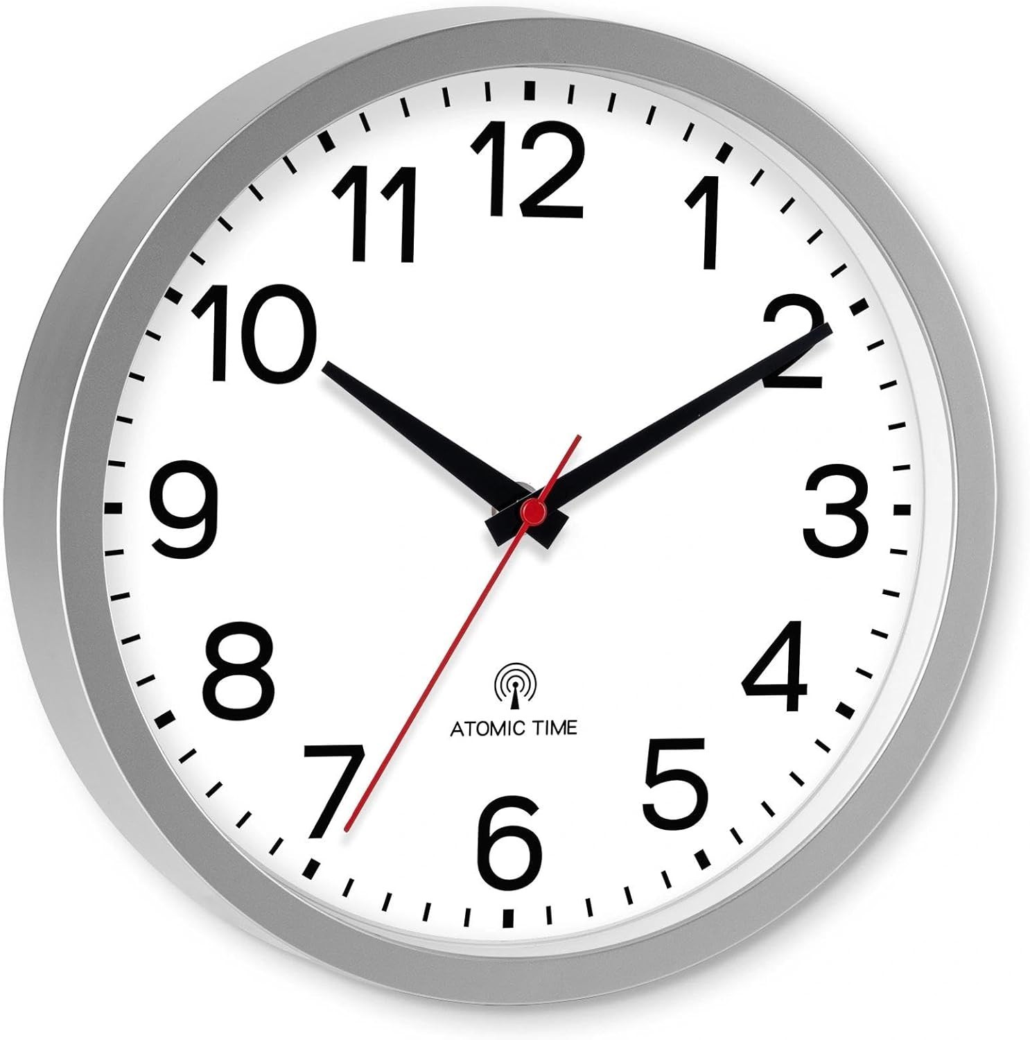 Modern 12-Inch Battery Powered Atomic Wall Clock for Effortless Timekeeping