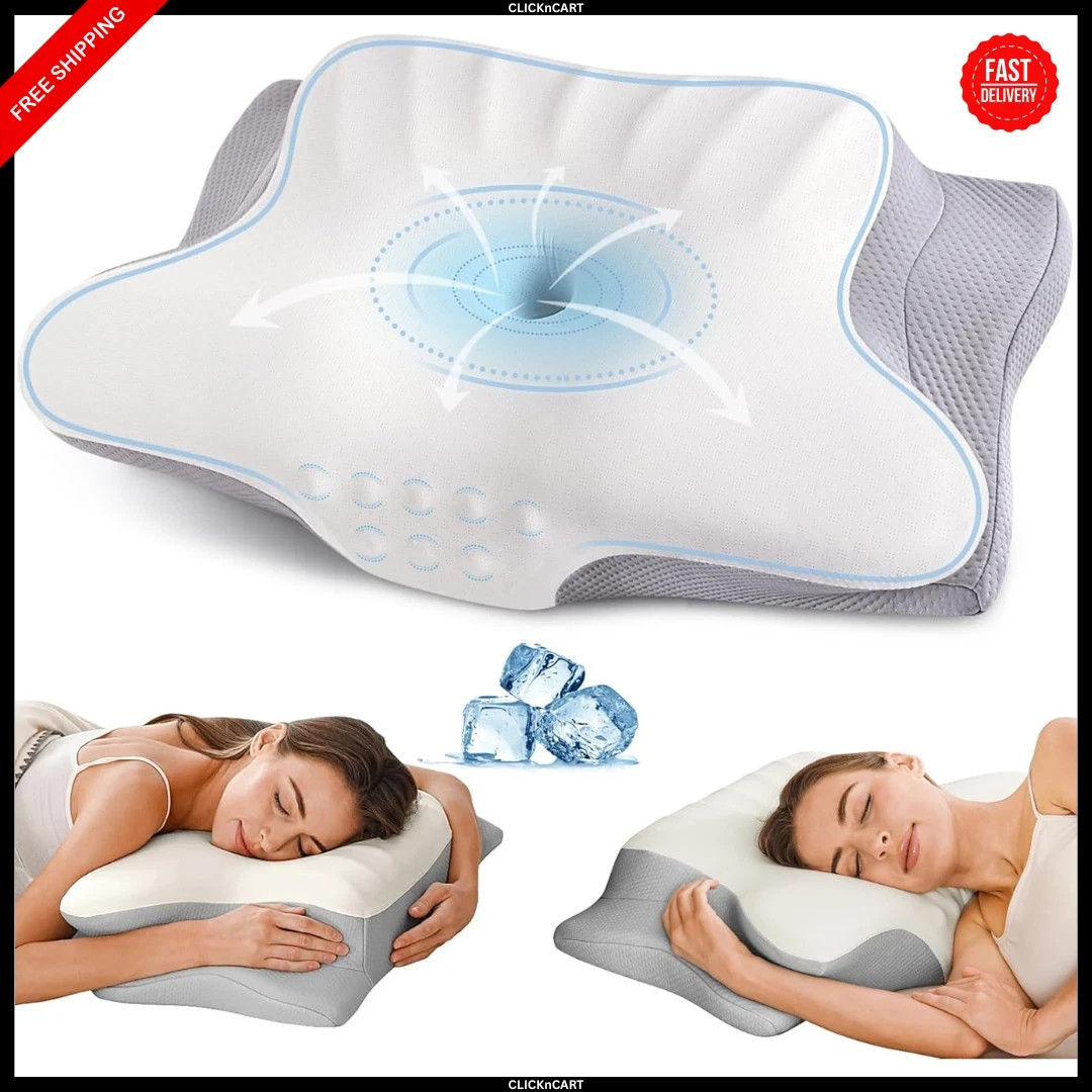 Ergo Pillow for Sleep Apnea, Neck Pain, and Snoring Relief, Standard, Gray