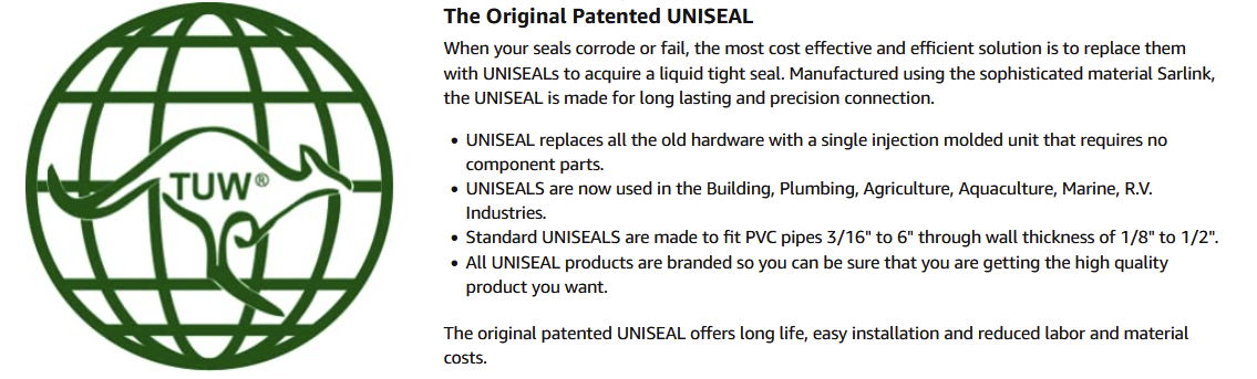 2'' UNISEAL Flexible Tank Adapter (Bulkhead) - 25 PACK