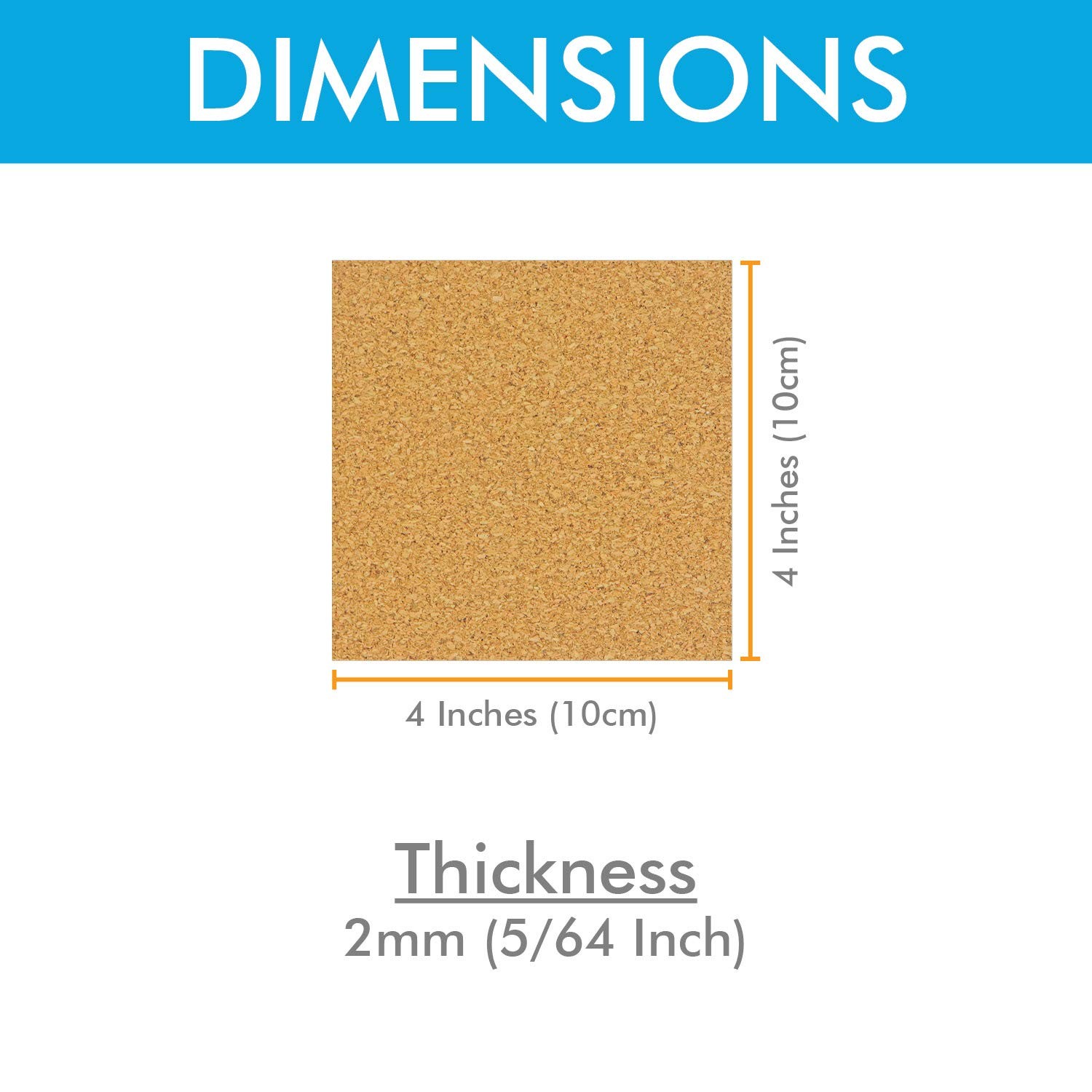Cork Squares Self-Adhesive Backing Sheets 25 Pack 4 x 4 Inches for Coasters