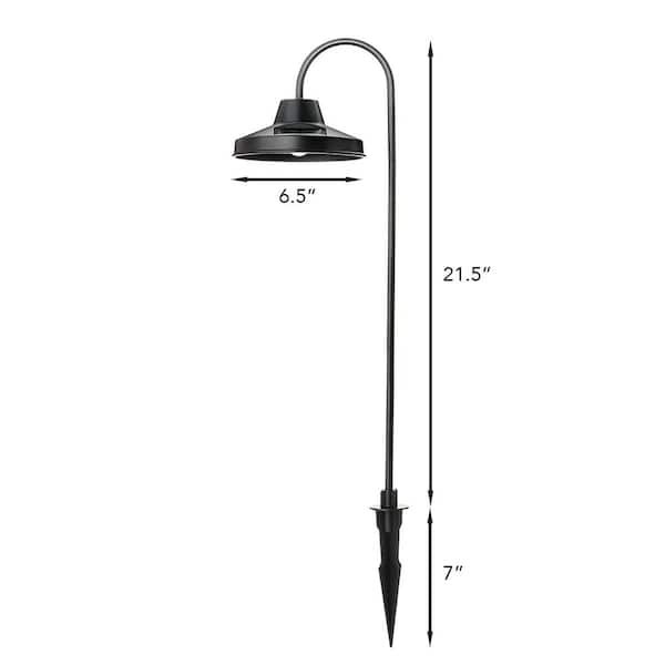Hampton Bay Covington Solar Black Outdoor LED Shepherd Hook Path Light 4 Pack