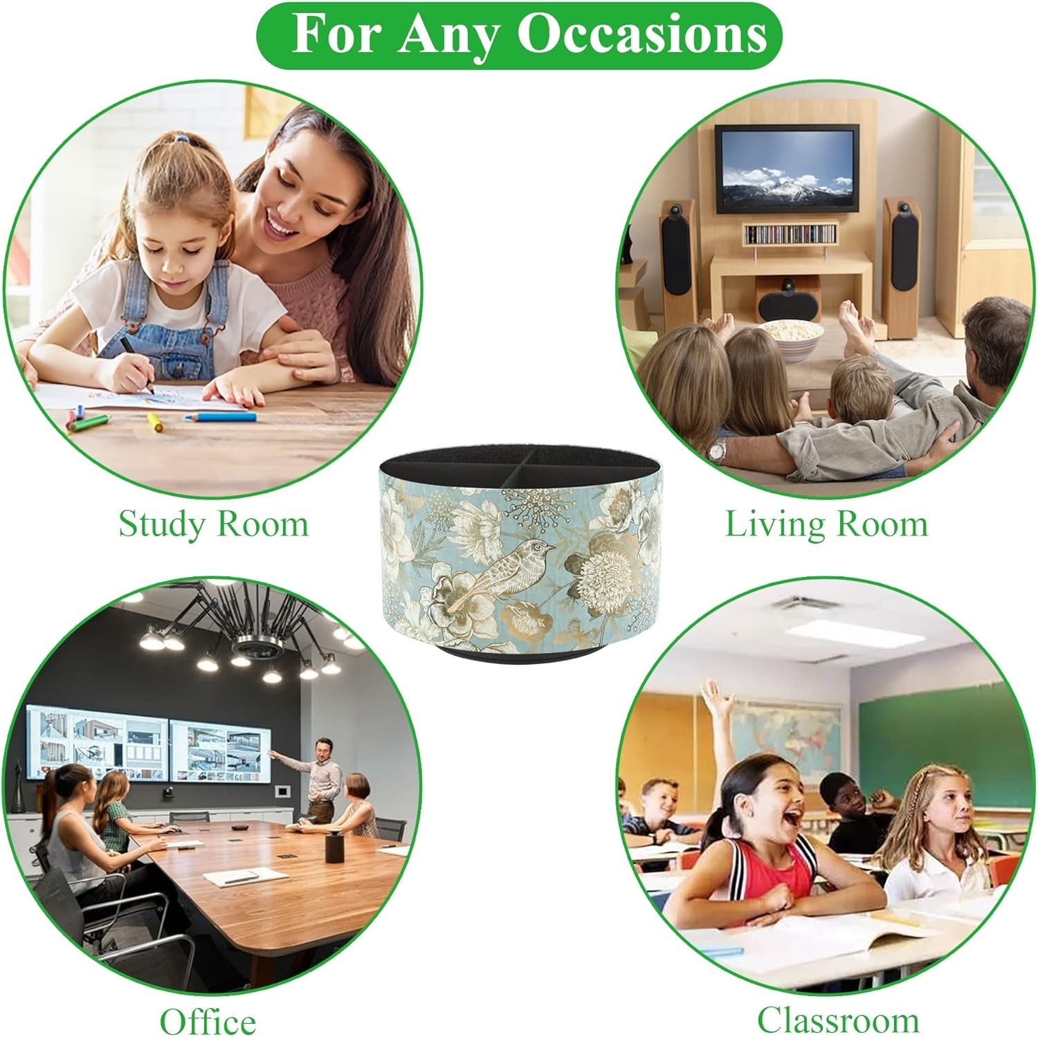 Round Leather Art Supply Organizer,Remote Control Holder,360 Degree Rotating,...