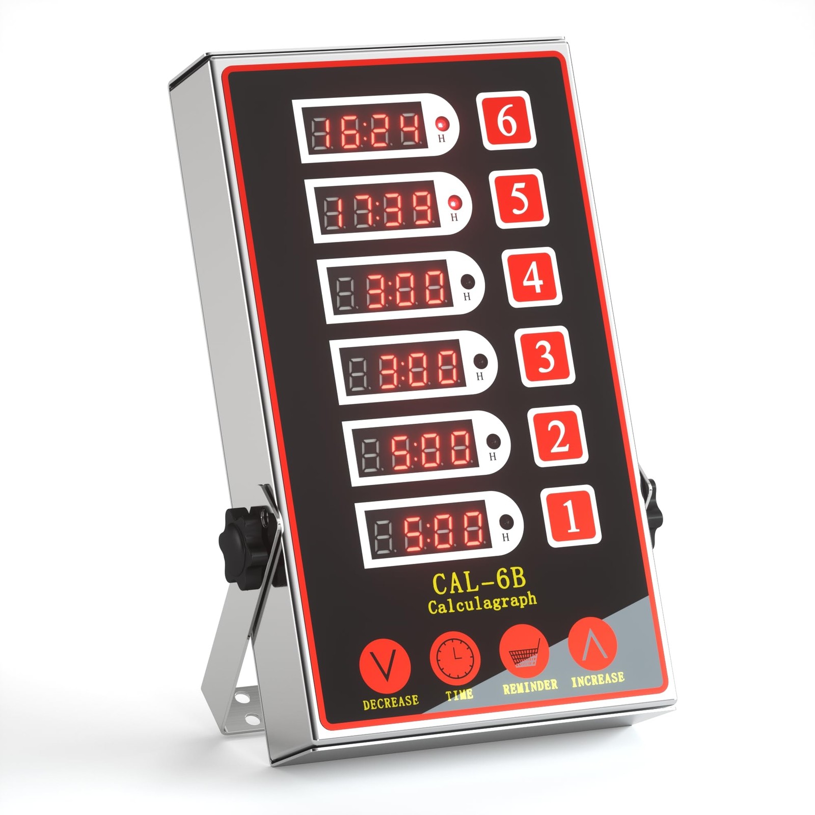 Commercial Kitchen Timer with 6 Channels, Professional LED Digital Timer for ...