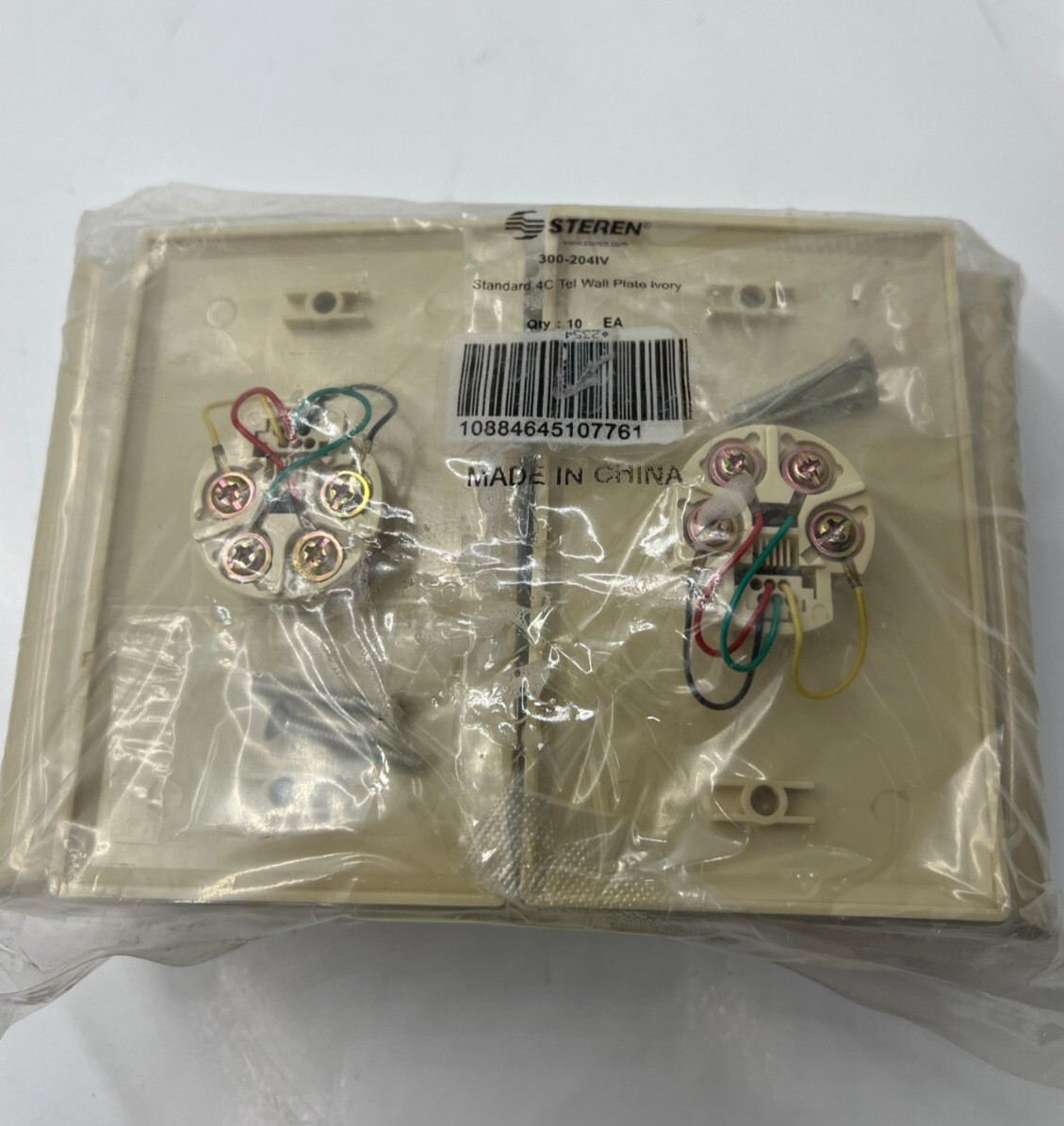 (QTY 10) Steren 300-204IV Telephone Wall Jack Standard 4C Tel Wall Plate Ivory