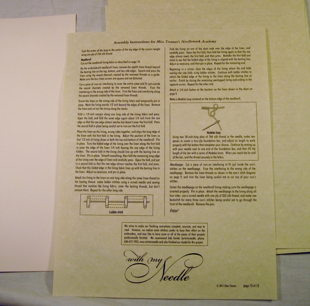 Miss Trenners Needlework Academy Booklet With My Needle Needlework Patterns