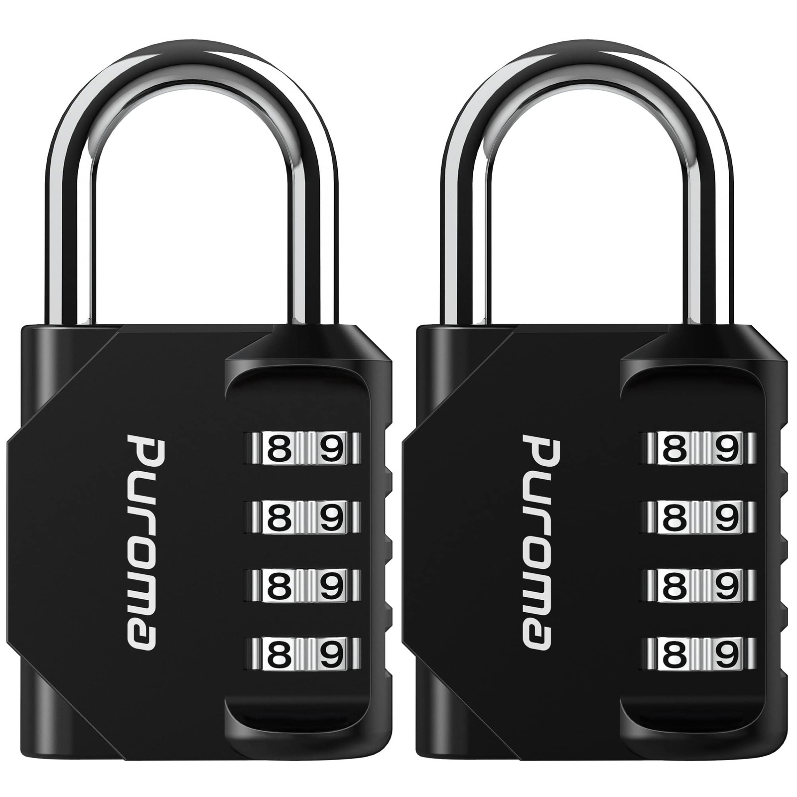 Puroma 2 Pack Combination Lock Locker 4 Digits Combo Padlock Medium, Black