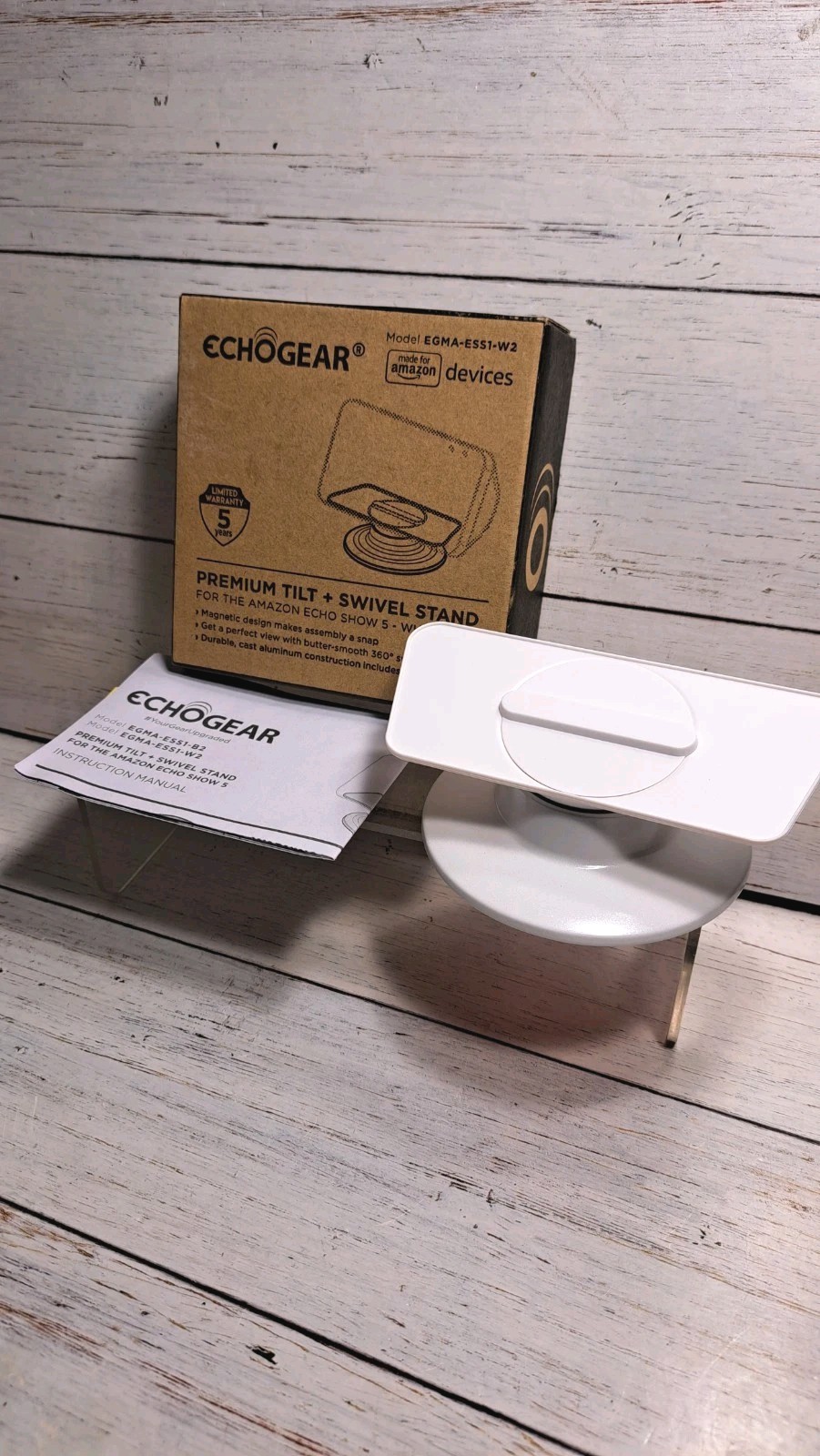 Tilt & Swivel Stand for the Amazon Echo Show 5 Stand Only White