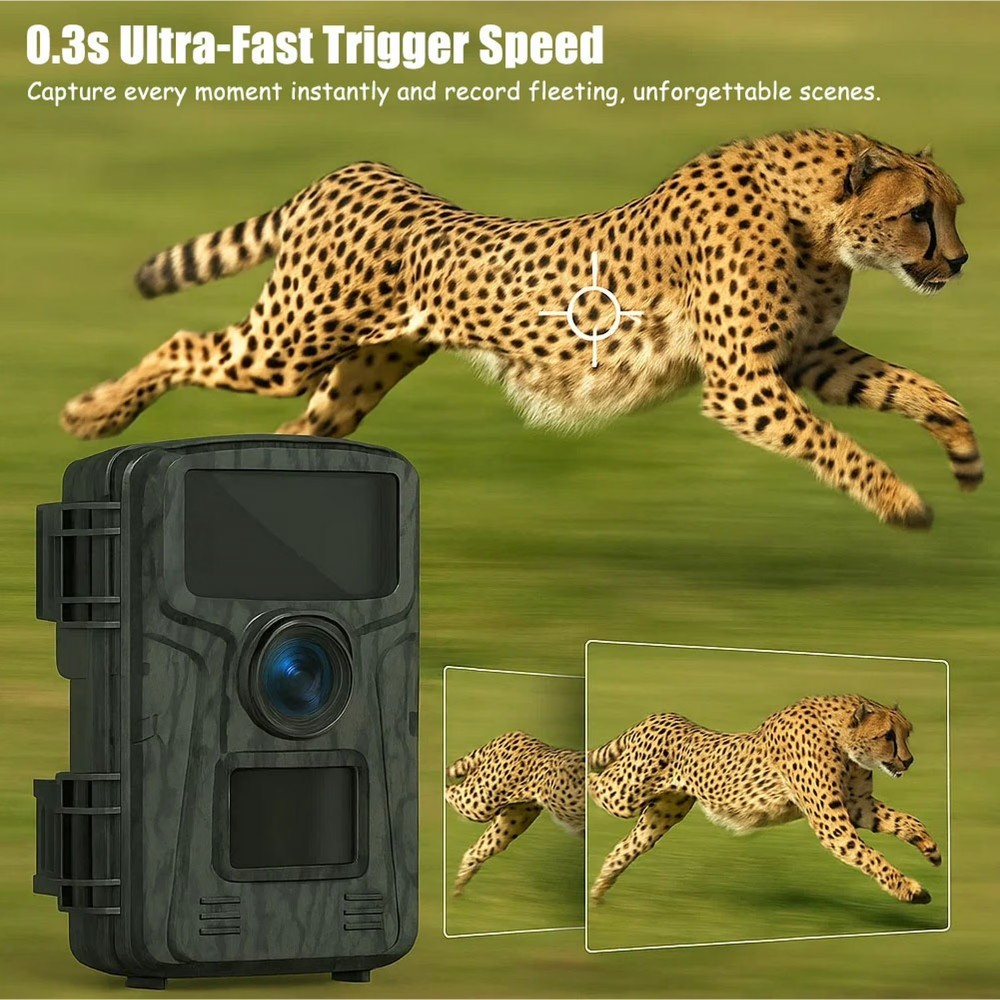 16MP Trail Camera 1080P HD Game Camera Night Vision Motion Waterproof 90° Wide