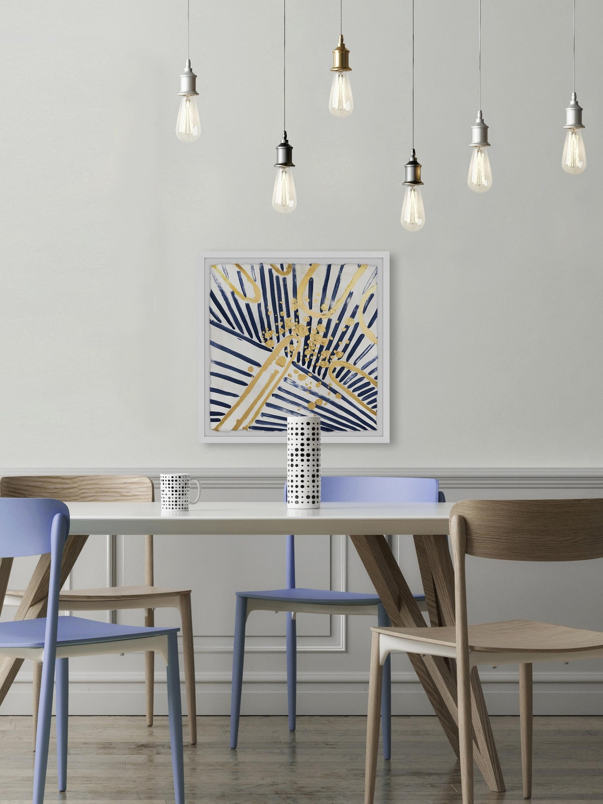 Marmont Hill Palm Tree in Blues Framed Painting Print 12" x 12"