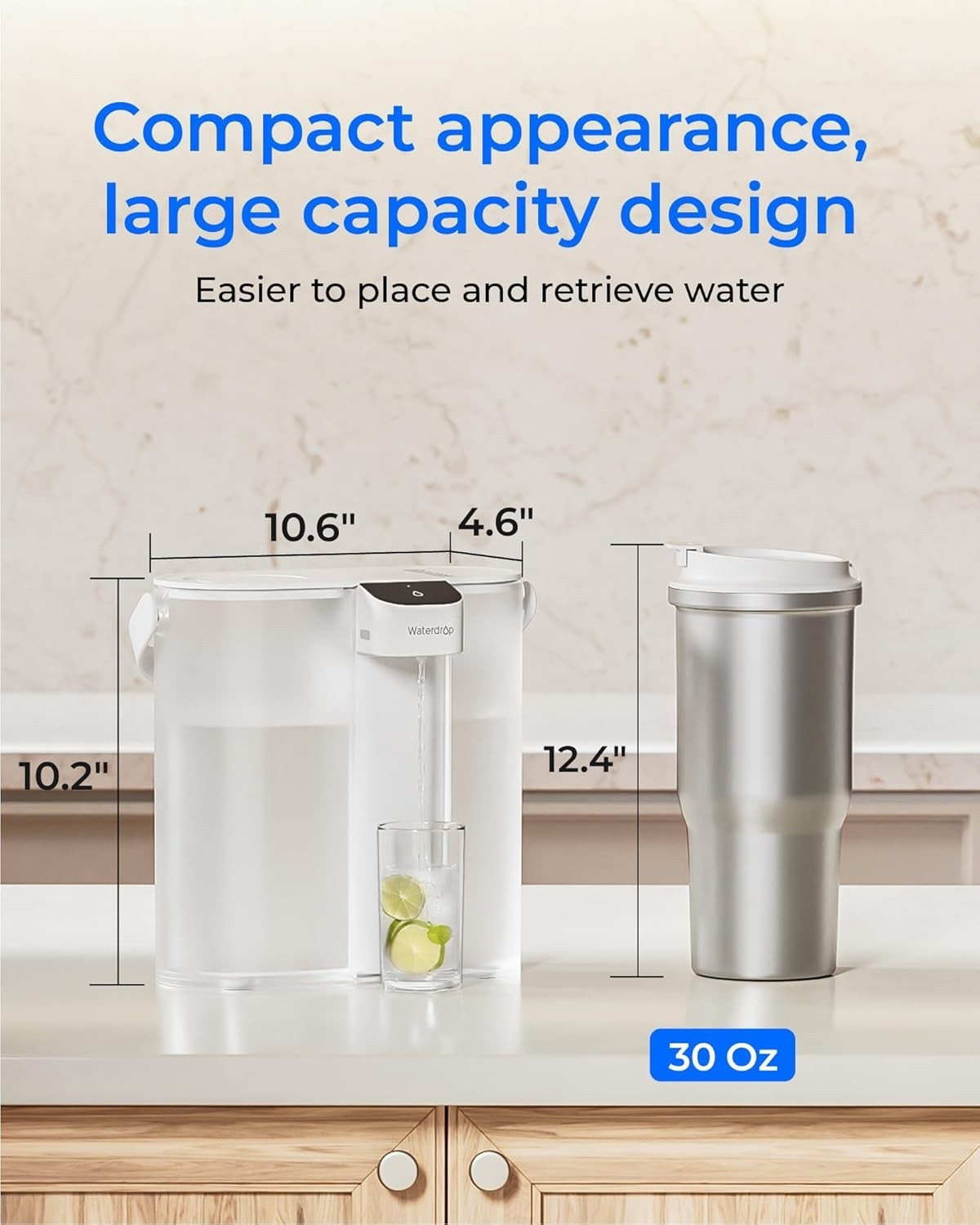 Waterdrop Compact Electric Water Filter Pitcher,200GallonWater Filter for Fridge