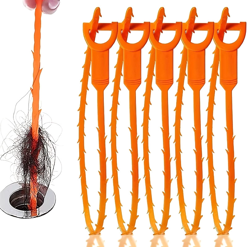 Drain Hair Cather 5 pcs 20 Inch Drain Snake Shower Drain Hair Trap Clog Remover