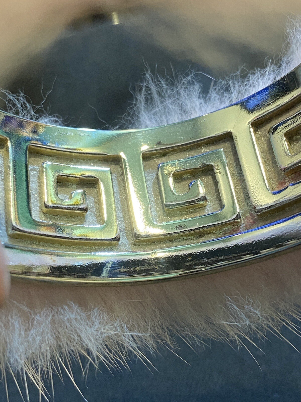 Artisan Soft Pink Mink Bangle Bracelet Silver Tone