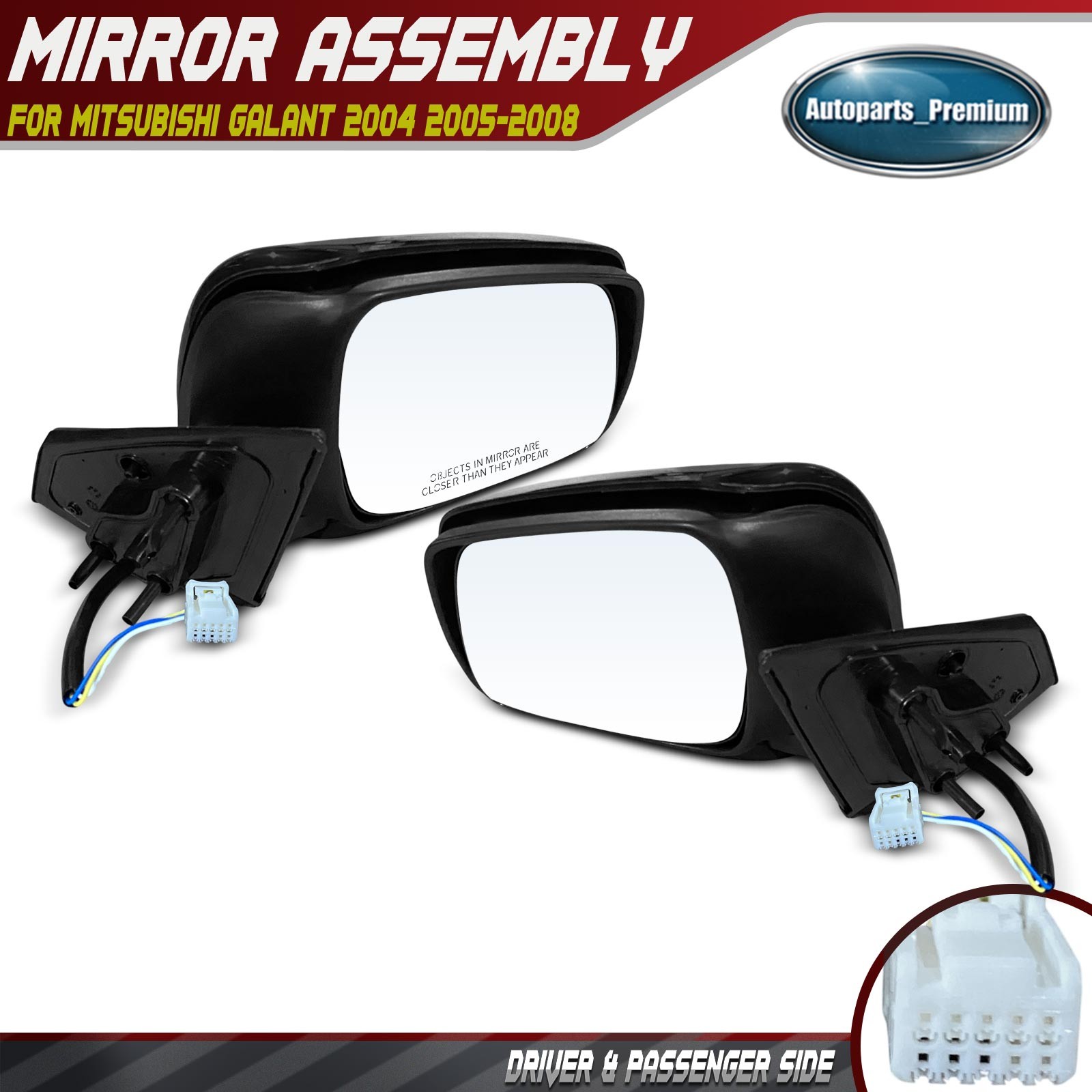 2x Power Mirror w/ Power Glass Adjust Manual Folding for Mitsubishi Lancer 08-14