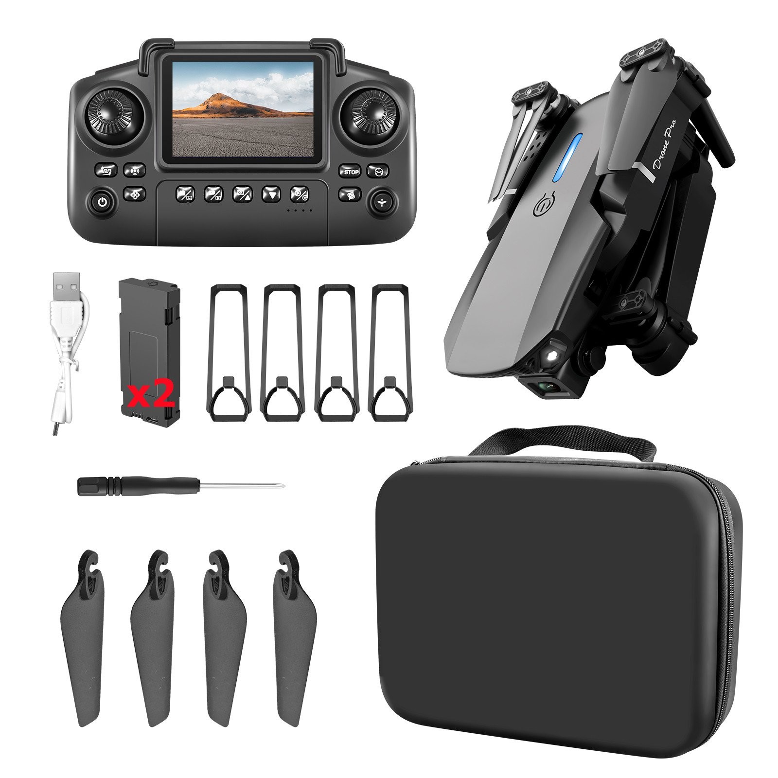 Drone 2026 4K HD Dual Camera WiFi FPV Foldable RC Quadcopter with Screen Remote