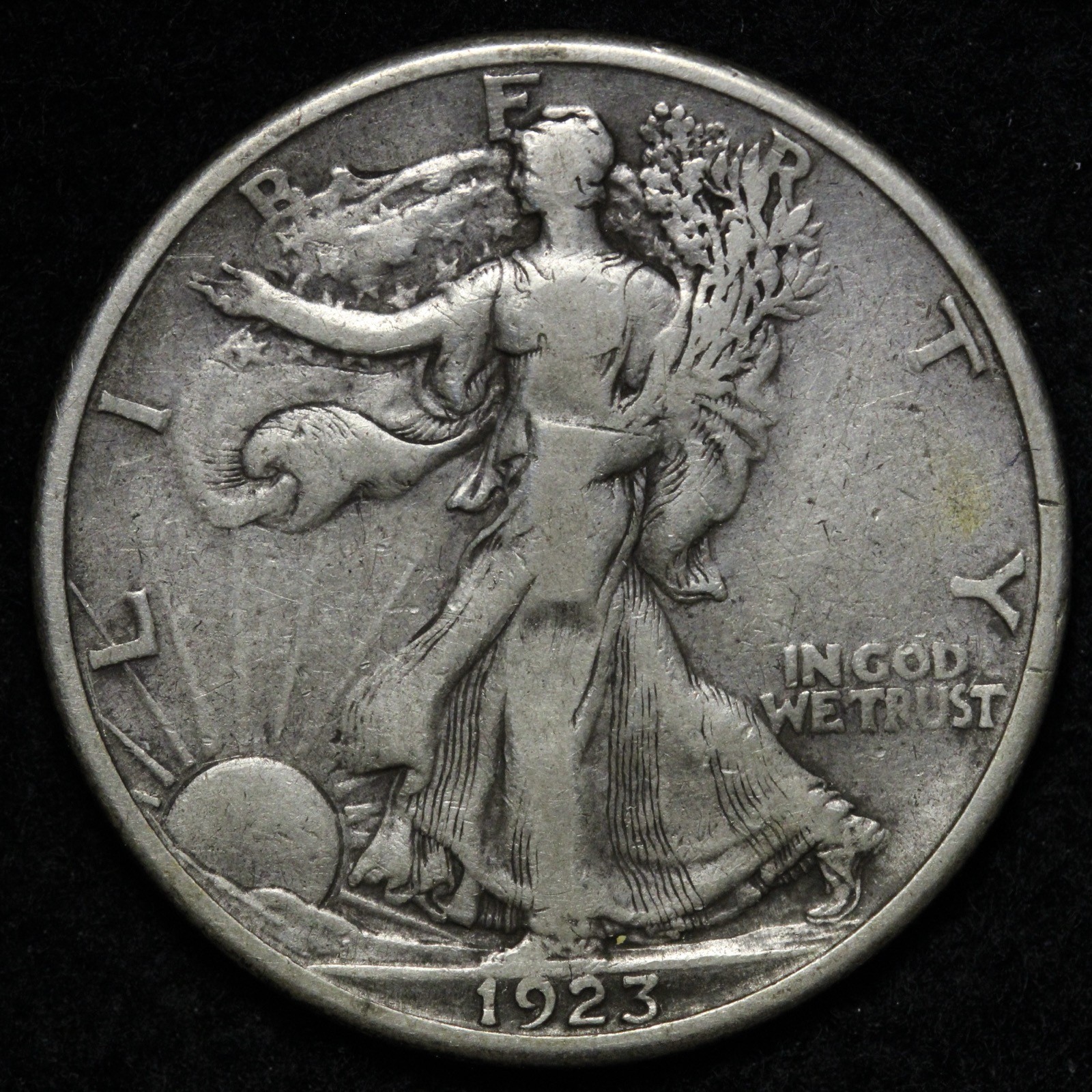 1923-S Walking Liberty Silver Half Dollar VF E364 DUCEX