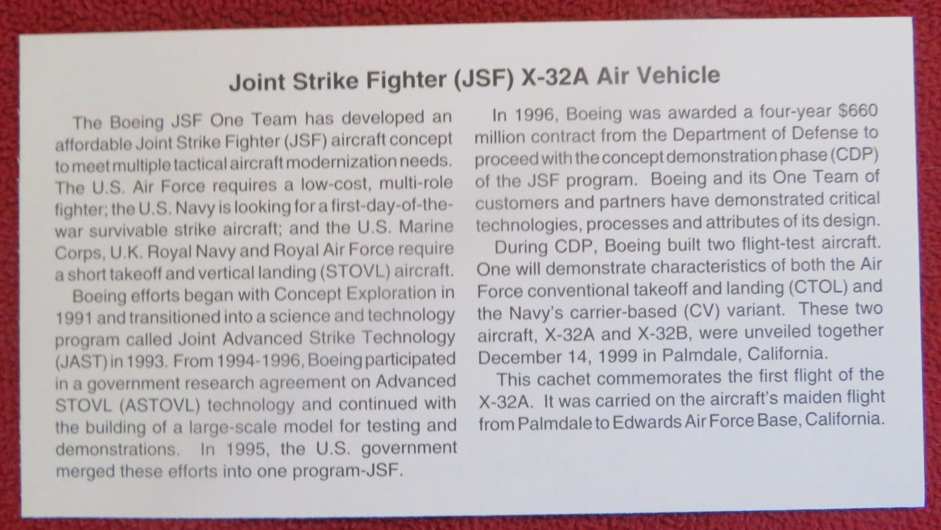 Joint Strike Fighter JSF X-32A First Flight Promotional Packet (02)
