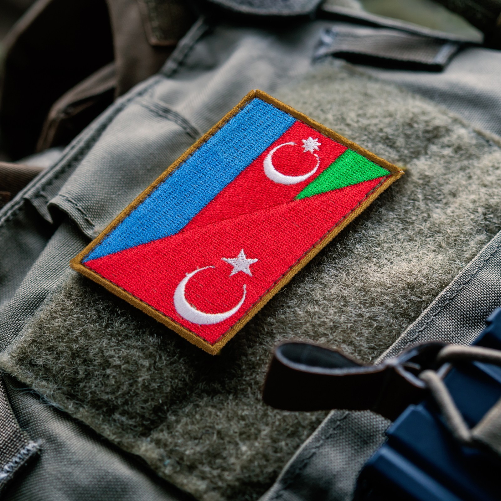 Embroidered Patch — Turkey and Azerbaijan Flag, 5x8 cm