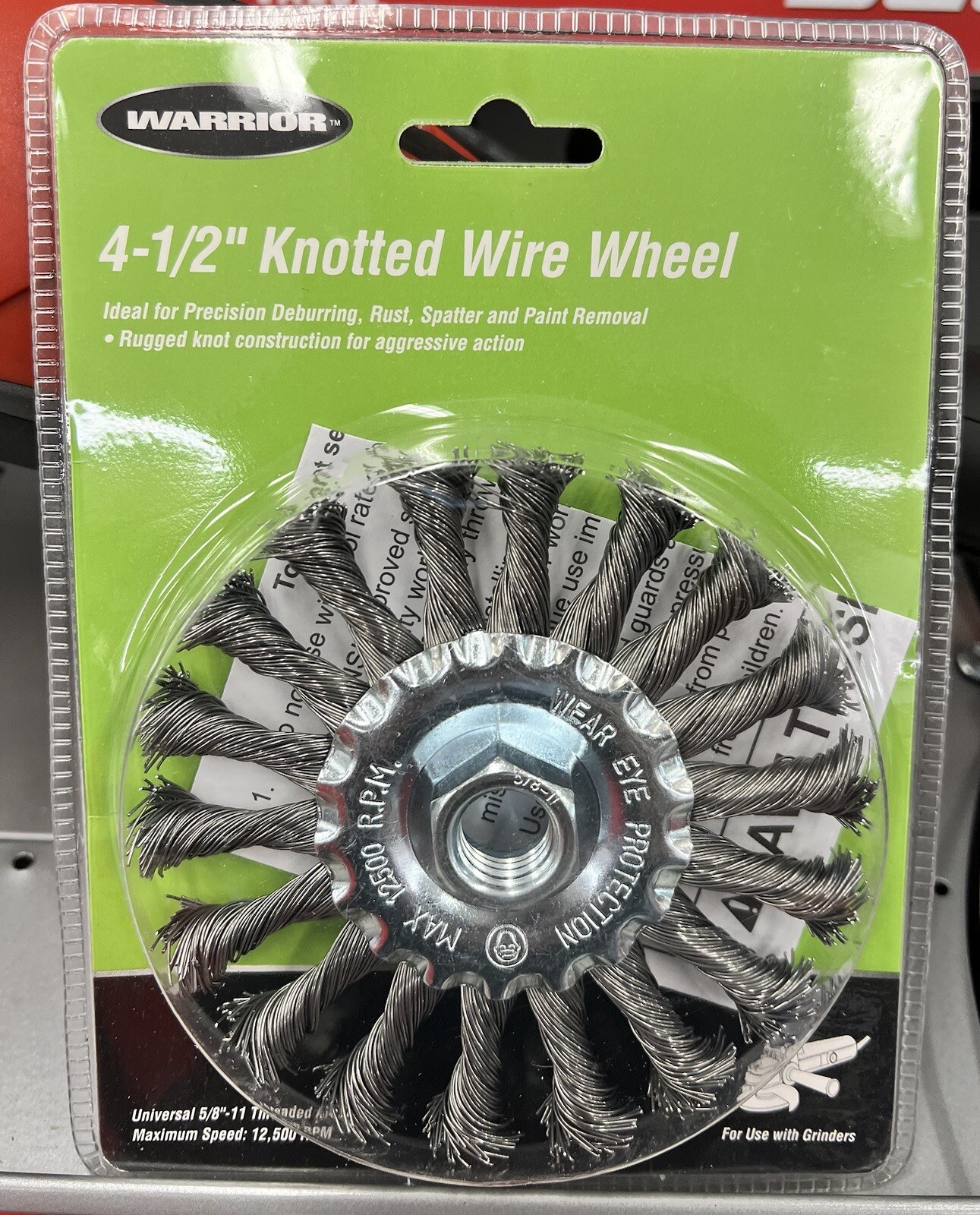 Warrior 4-1/2 In. Carbon Steel Knotted Wire Wheel, 60488, 12500 RPM Max, 🔺New🔻