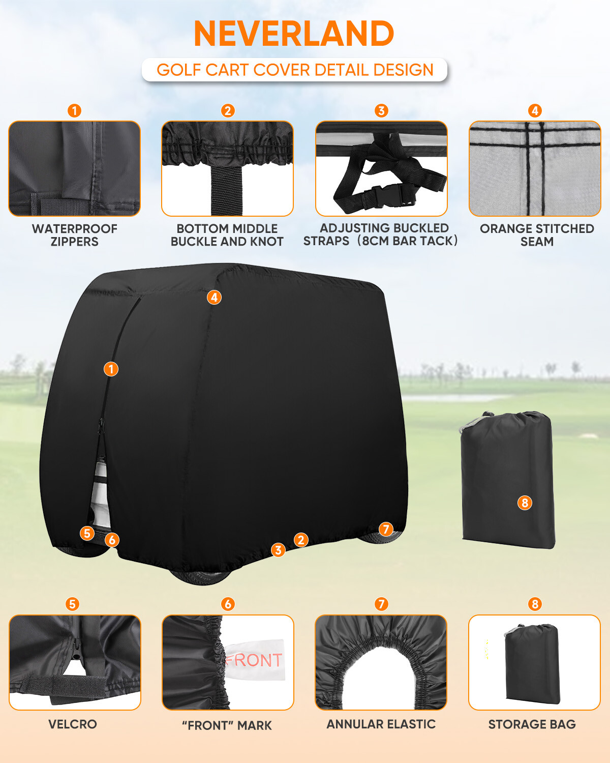 Waterproof 4-Person Golf Cart Cover for EZ GO/Club Car/Yamaha Carts 1pc