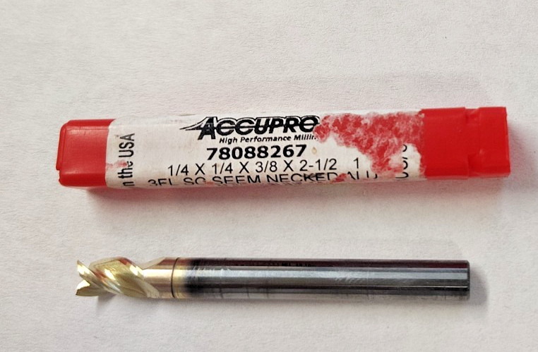 Accupro Carbide 1/4 x 1/4 x 3/8 x 2 1/2 3Fl SEEM Necked Alum