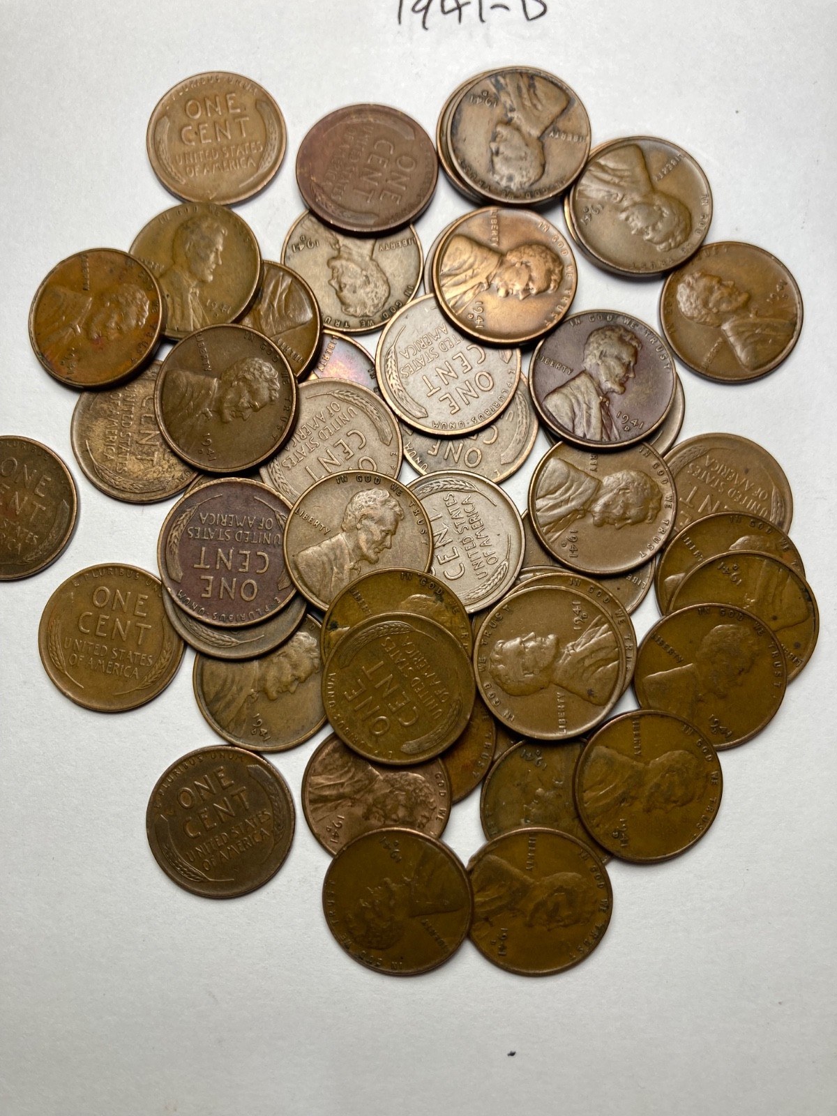 1941-D LINCOLN WHEAT CENT PENNY ROLL, nice condition