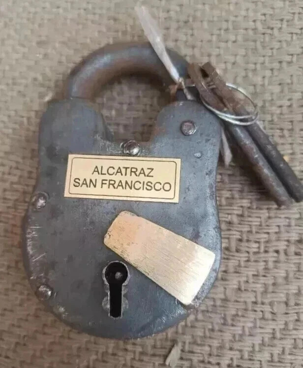 Alcatraz San Francisco Padlock Antique Style 5" Inch Cast Iron Padlock & 2 Keys