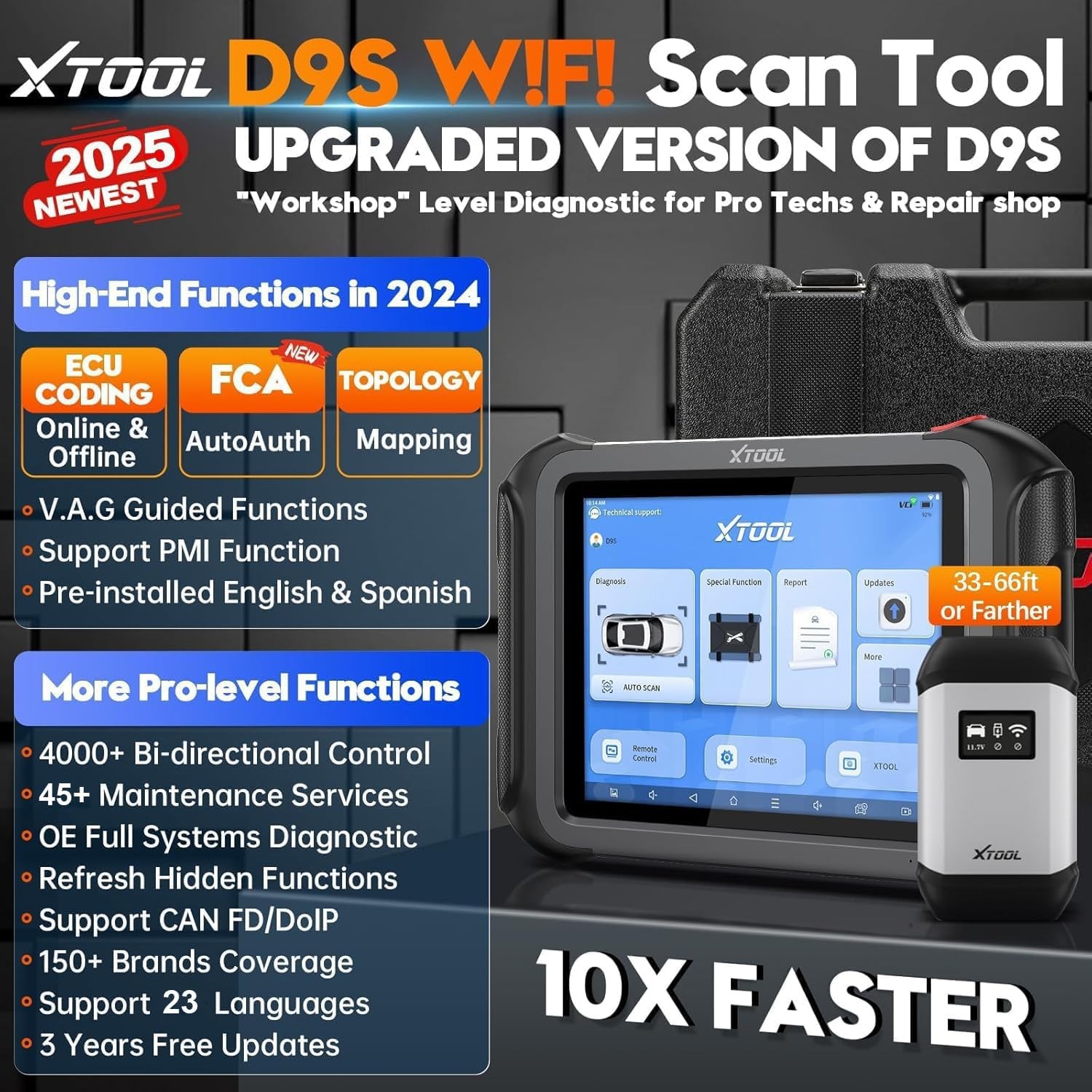 2025 XTOOL D9S Bidirectional OBD2 Scanner Full System Diagnostic Tool ECU Coding