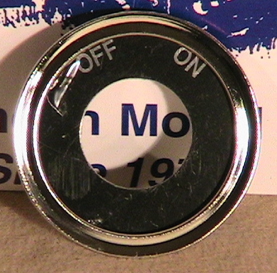 1928-1931 Model A Ford Ignition Switch On-Off Plate and Stainless Steel Bezel.
